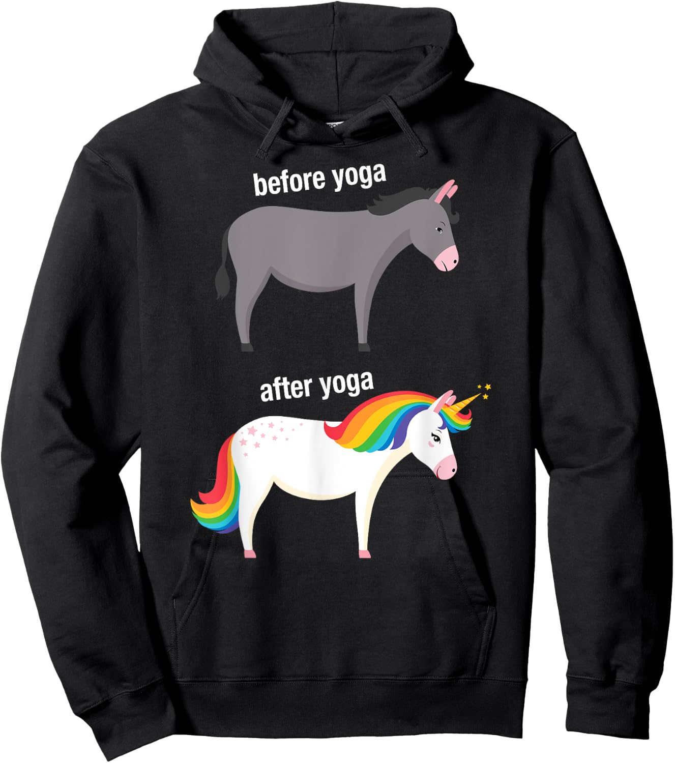 Before and After Yoga Funny Unicorn illustration Design Hoodie - Hoodie | Black