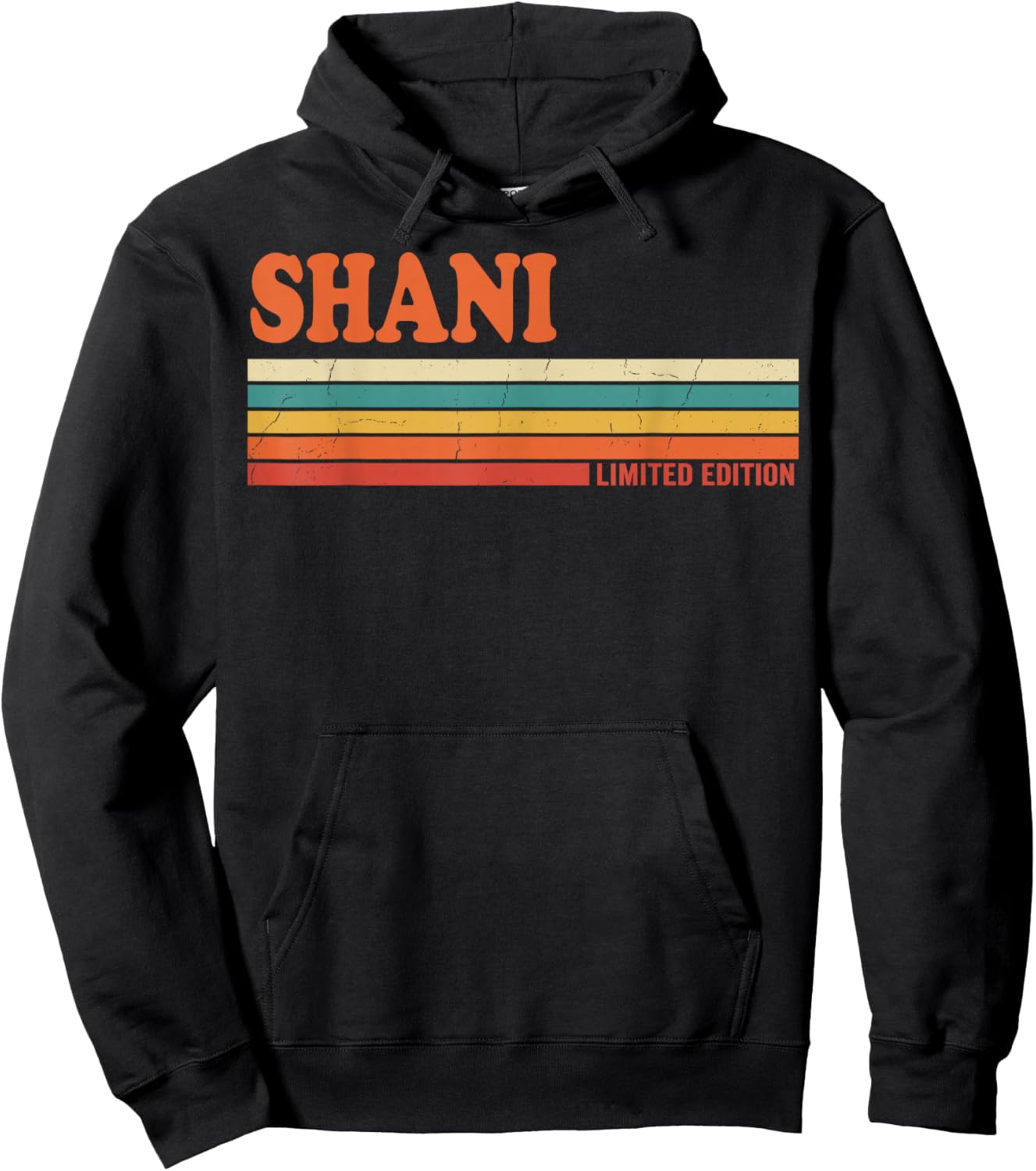 Shani Retro Personalized First Name Vintage Stripes Hoodie - Hoodie | Black