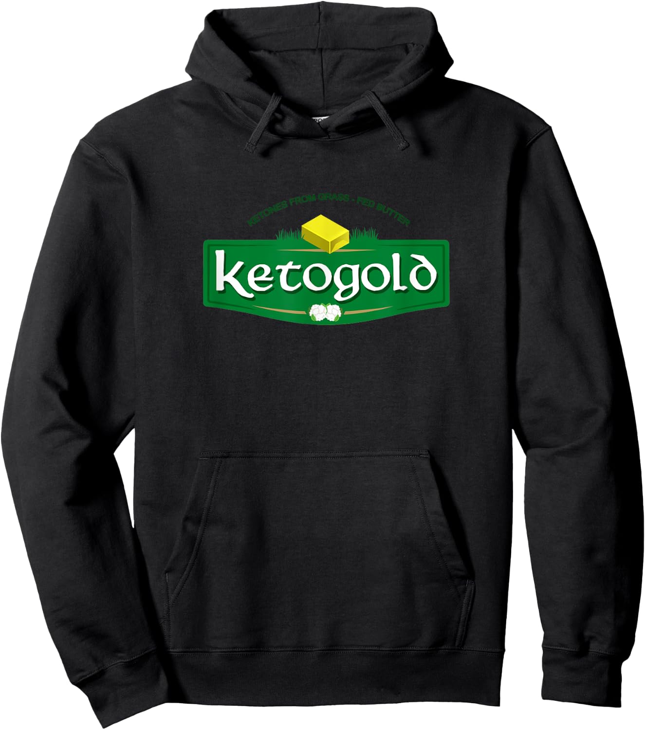 Keto Gold Funny Ketogenic Grass Fed Irish Butter Diet Shirt Hoodie - Hoodie | Black