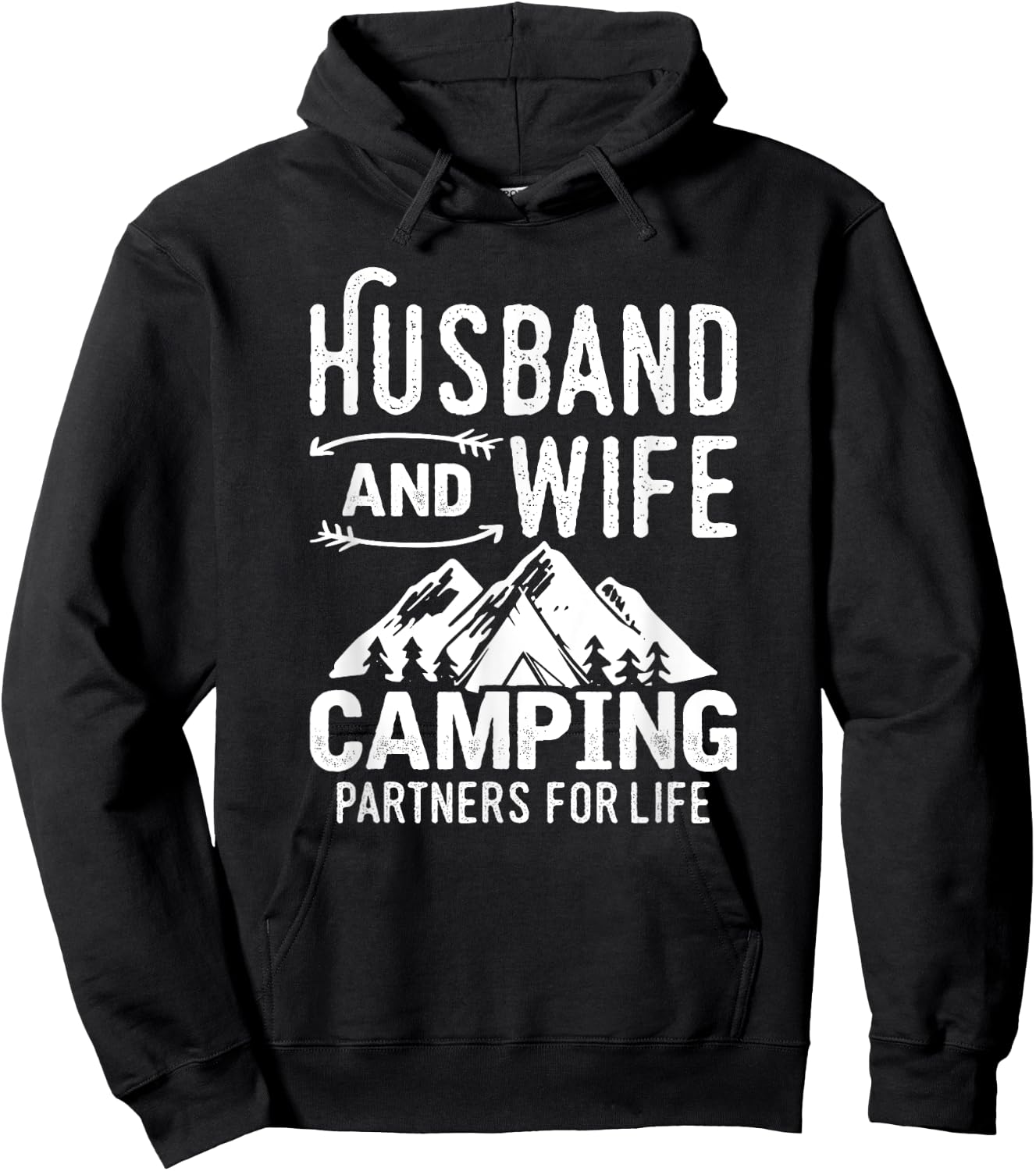 Husband And Wife Camping Partner For Life Hoodie - Hoodie | Black