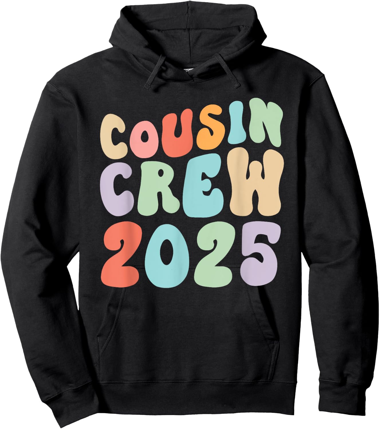 Vintage Cousin Crew 2025 Groovy Retro Design Family Matching Hoodie - Hoodie | Black