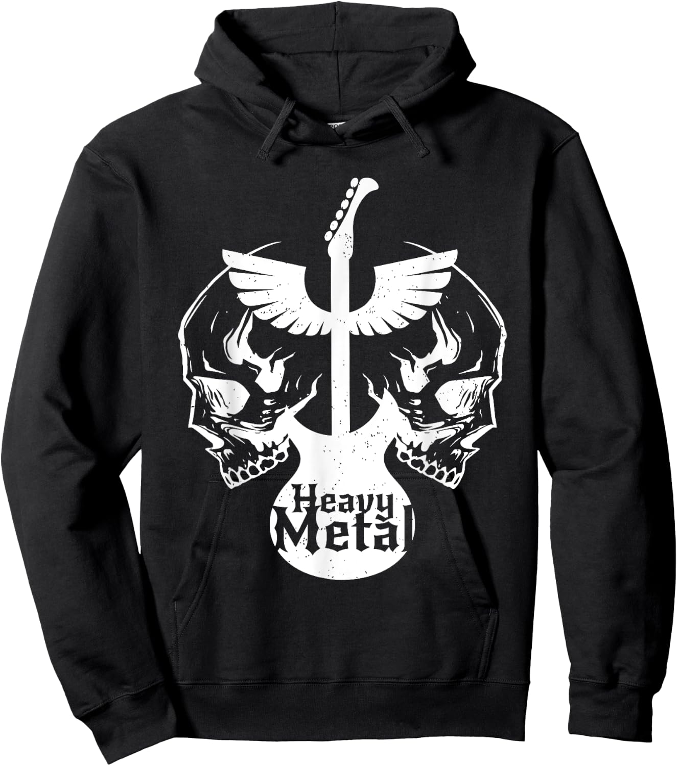 Heavy Metal Flying Guitars With Skulls Rock Hoodie - Hoodie | Black