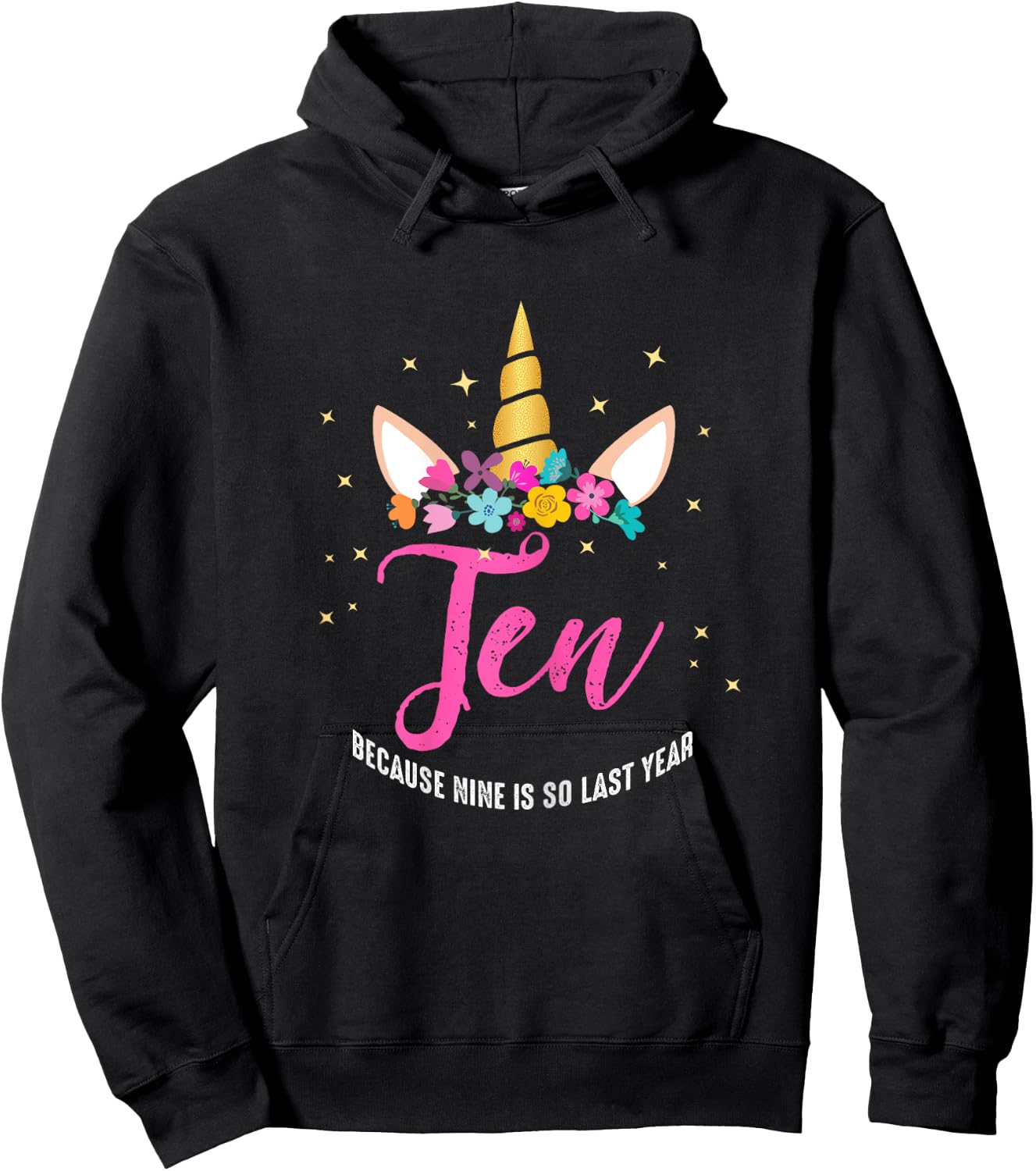 10 Years Old Birthday Girl Gifts Unicorn 10th Birthday Hoodie - Hoodie | Black