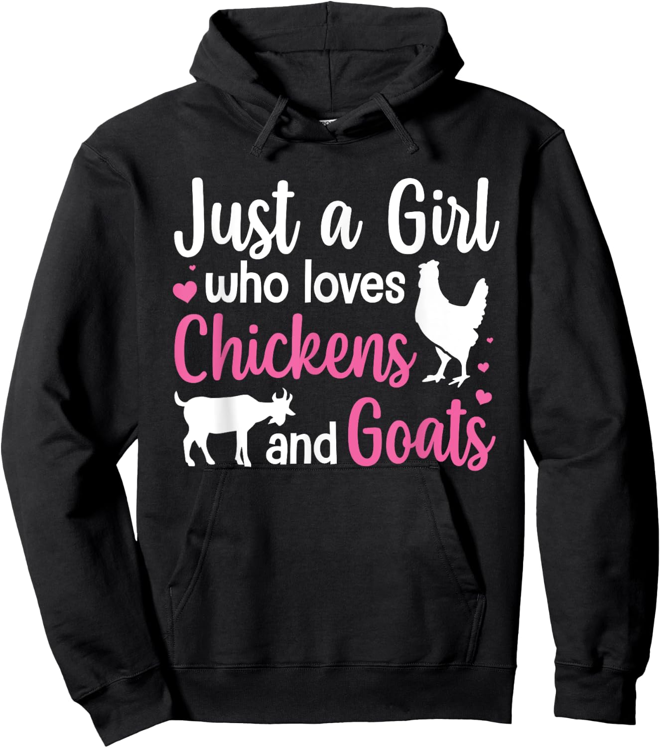 Cool Chicken Goat Design Girls Pygmy Goat Lover Hoodie - Hoodie | Black