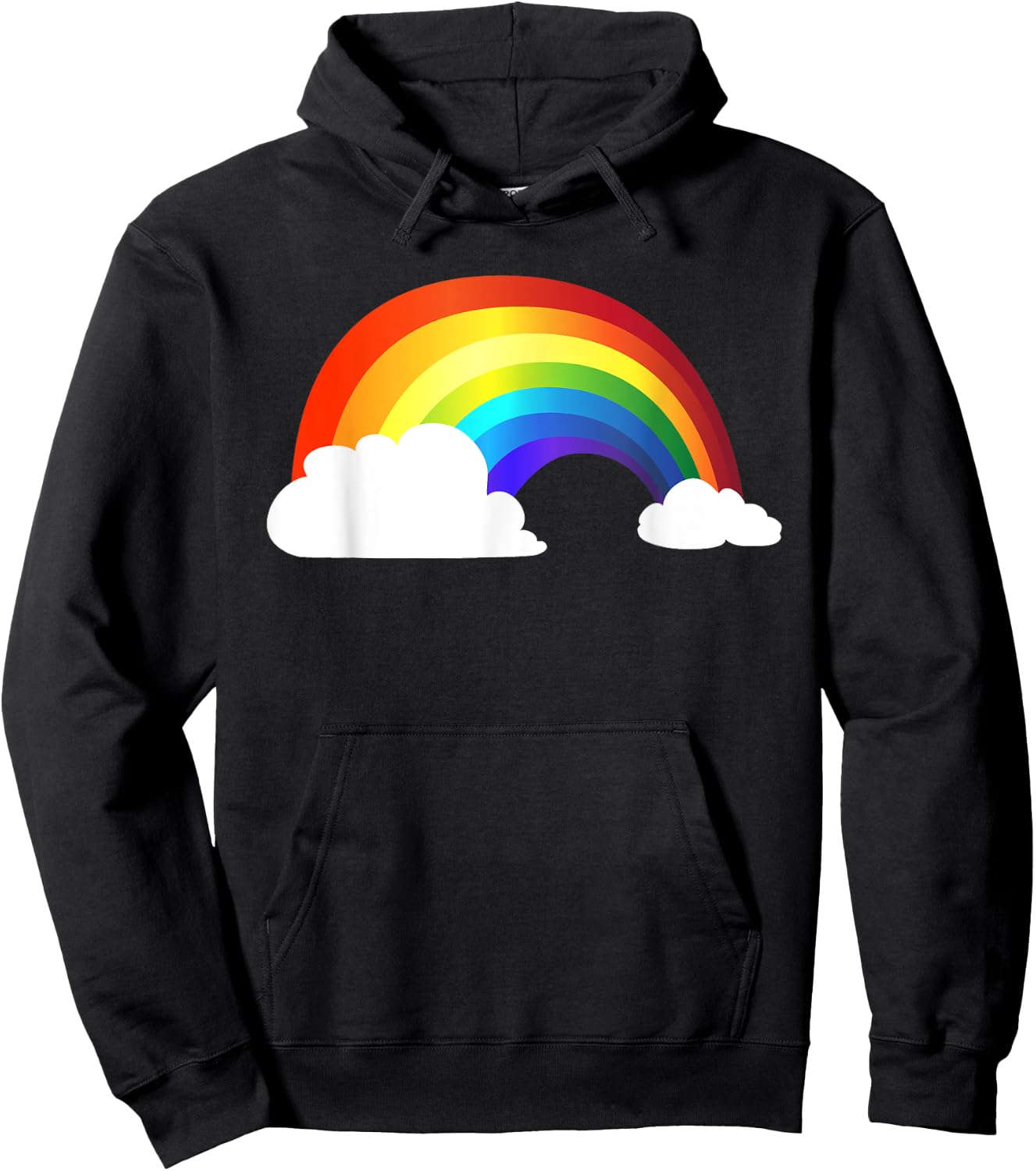 Rainbow - Shiny Rainbow in the Clouds Hoodie - Hoodie | Black