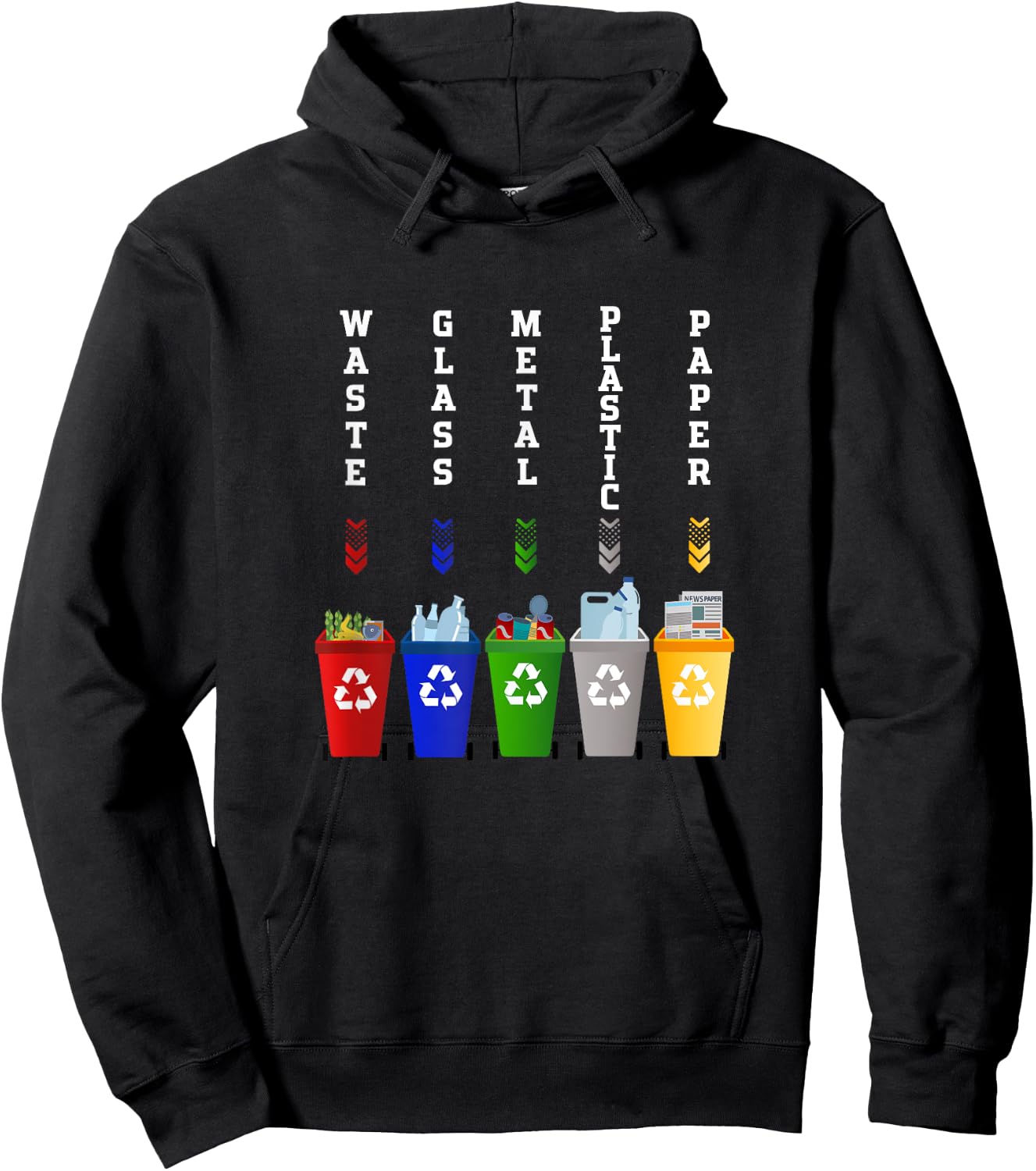Recycling Trash Sorting bins Hoodie - Hoodie | Black