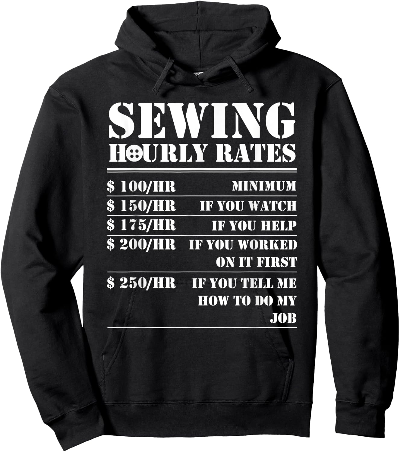 Sewing Hourly Rate Funny Sewer Labor Quilting Tailor Gifts Hoodie - Hoodie | Black