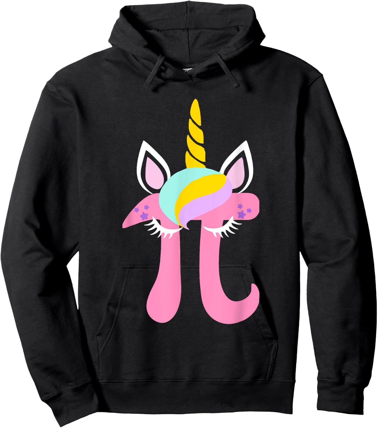 Unicorn Pi Symbol Funny Math Nerd Women Kids T Shirt Hoodie - Hoodie | Black