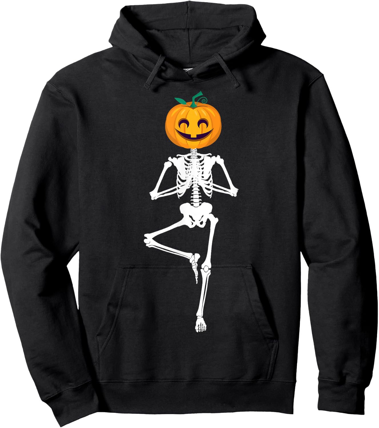 Halloween Pumpkin skeleton Yoga Zen Meditation Gift Hoodie - Hoodie | Black