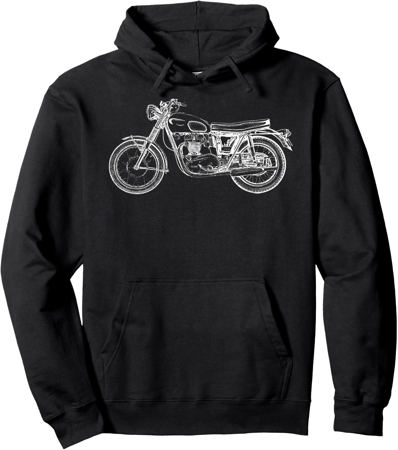 Vintage Motorcycle Motor Bike Sketch Hoodie - Hoodie | Black