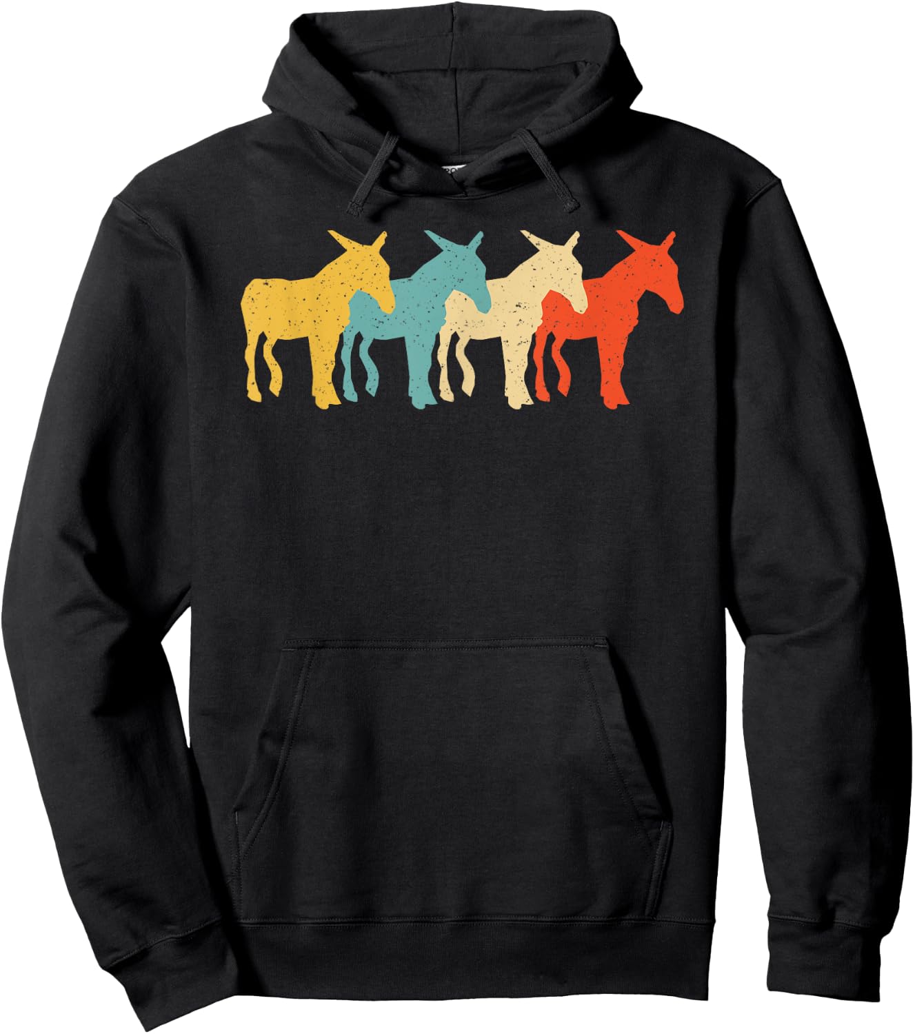 Mule Vintage Retro Donkey Horse Hybrid Lover 60s 70s Gift Hoodie - Hoodie | Black