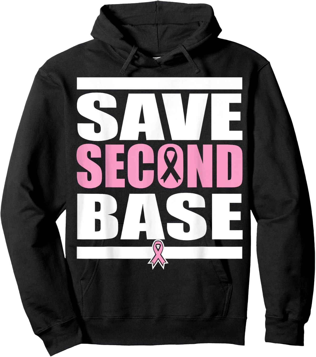 Breast Cancer Awareness | SAVE THE SECOND BASE Shirt Hoodie - Hoodie | Black
