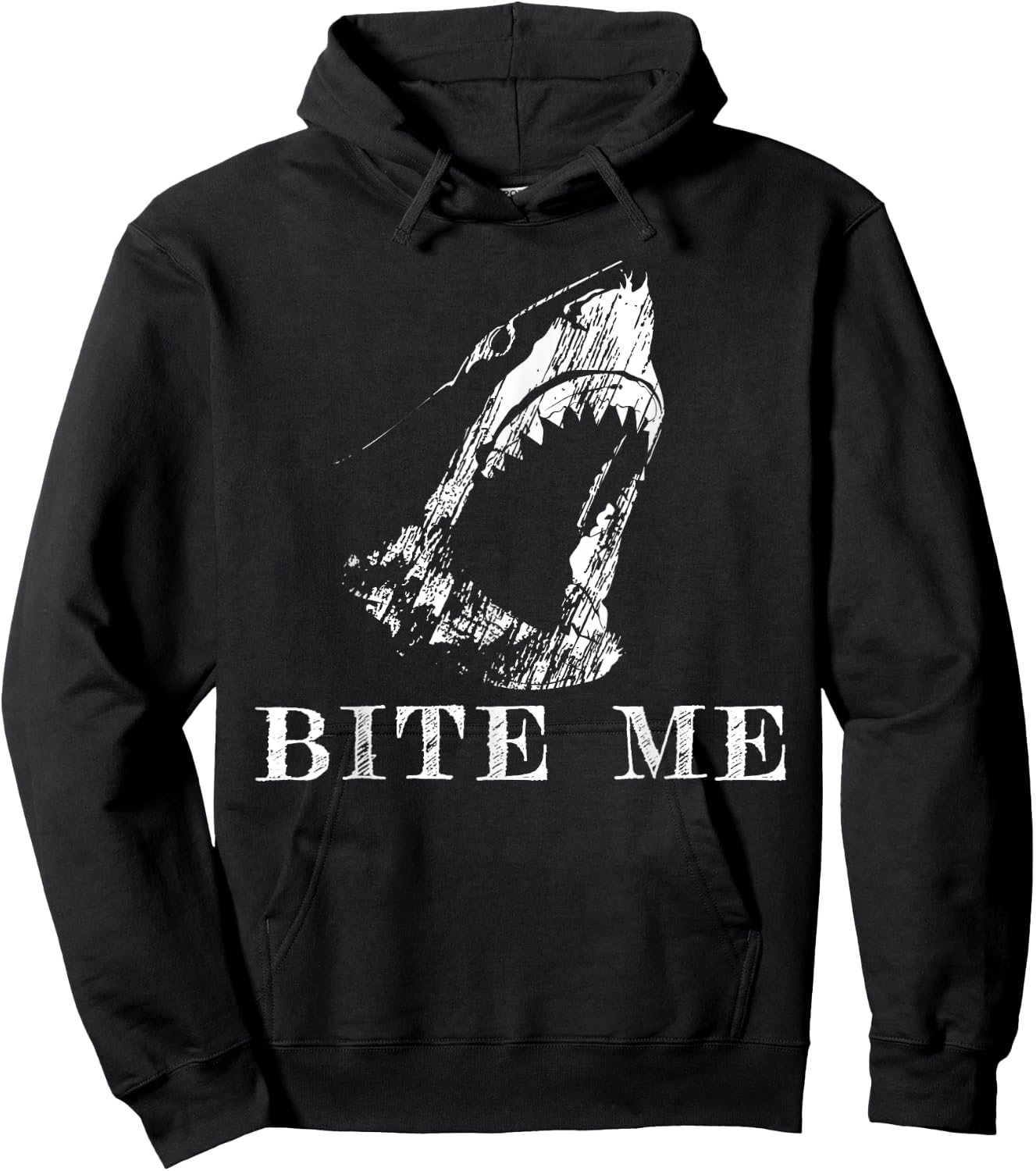 Bite Me Shark Funny Humor Sarcastic Saying Hoodie - Hoodie | Black