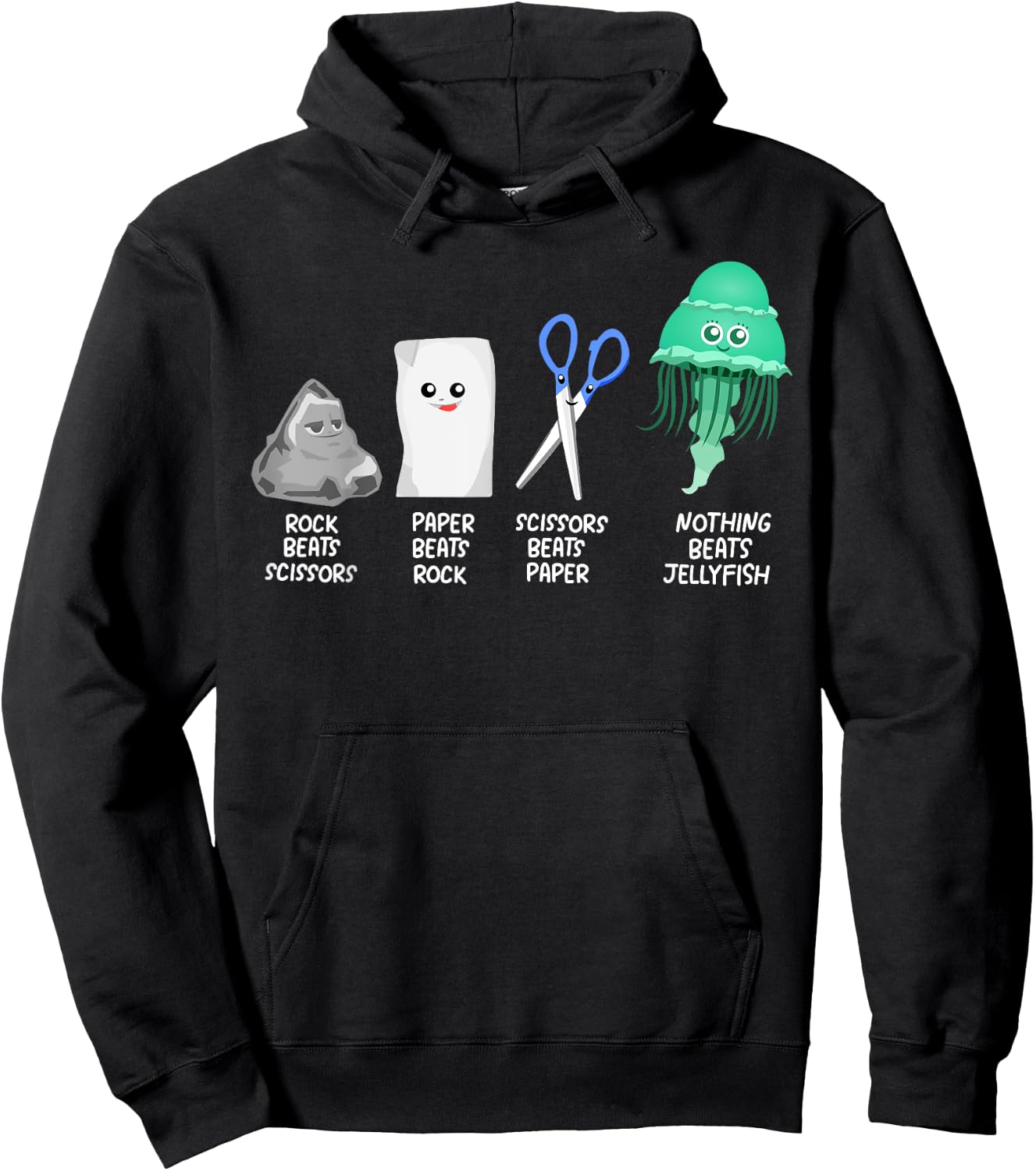Kids Rock Paper Scissors Jellyfishes Dress Gift Jellyfish Hoodie - Hoodie | Black