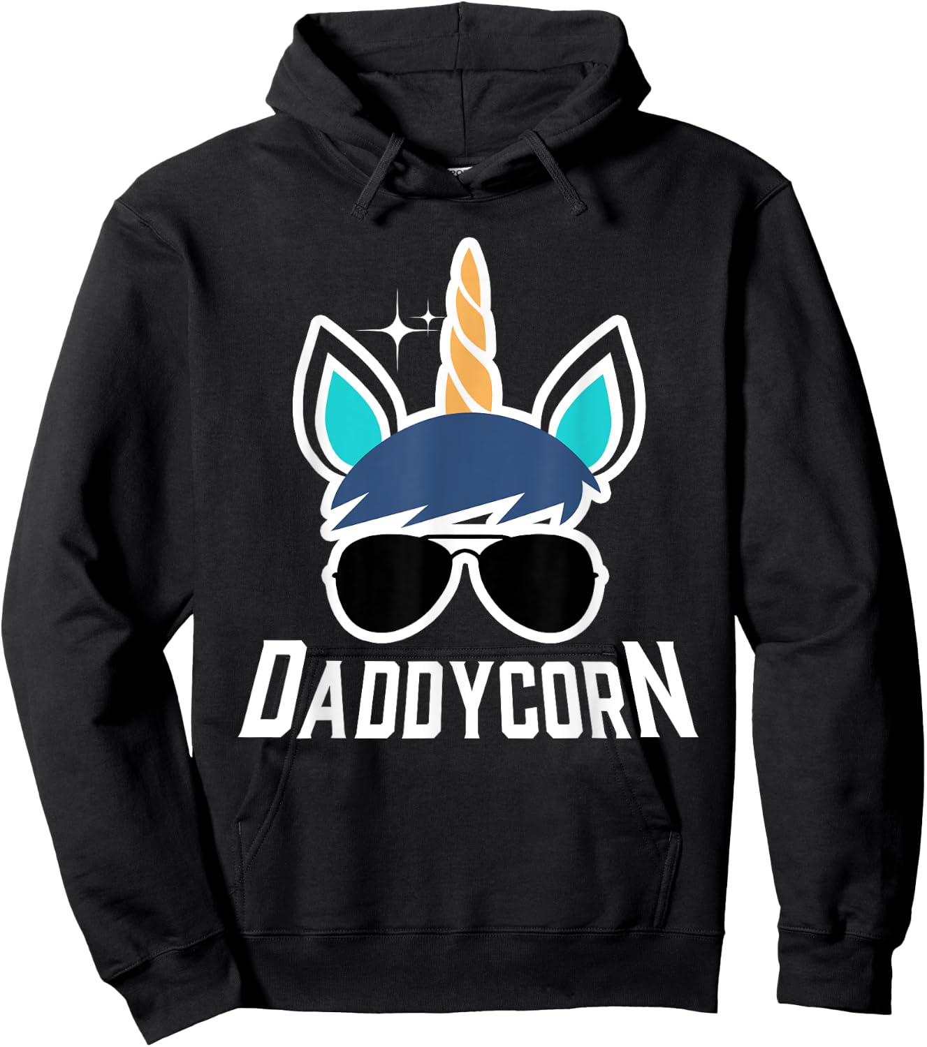 Daddycorn Unicorn Daddy And Baby Father's Day Hoodie - Hoodie | Black