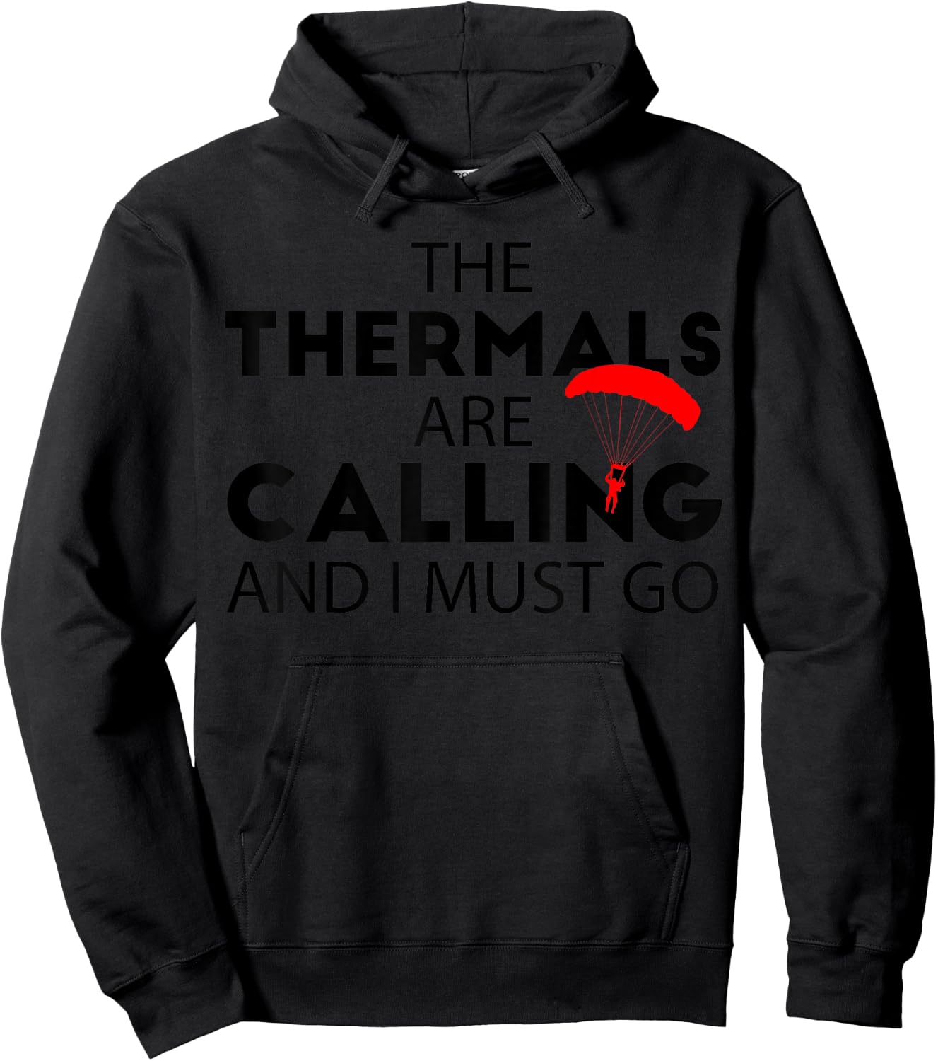 Paragliding Shirt | Paraglider in a Thermal Pilot Hoodie - Hoodie | Black