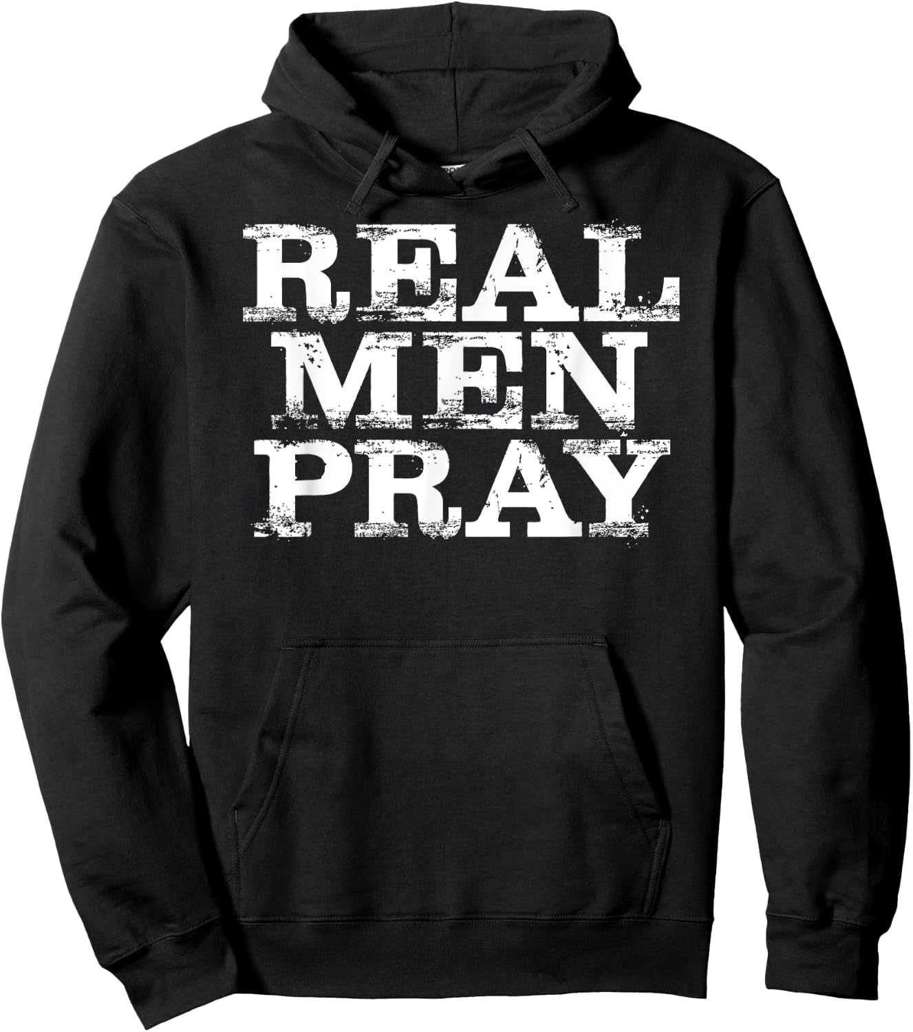 Christian : Real Men Pray Hard Prayer Hoodie - Hoodie | Black