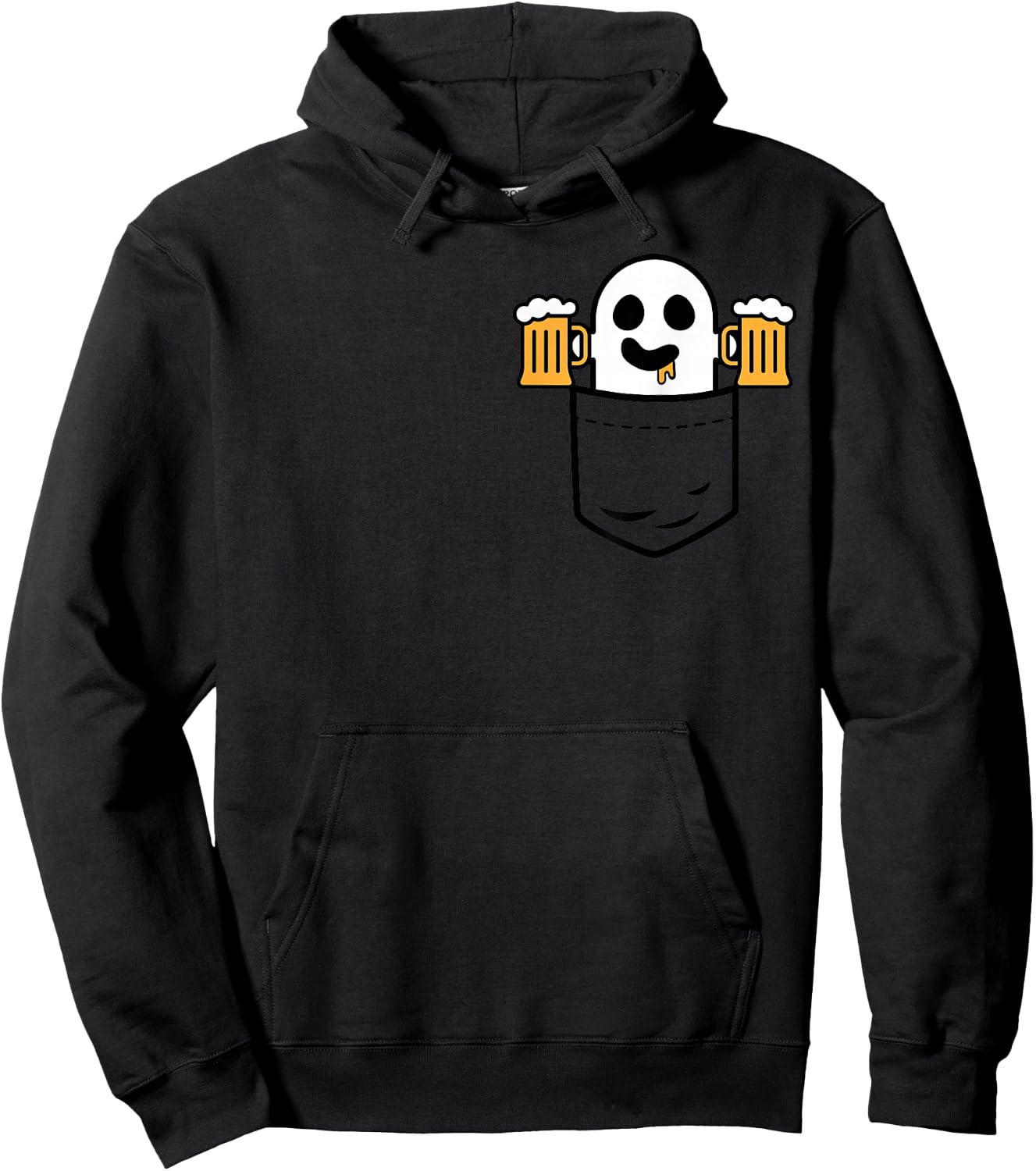 Cute Ghost In Your Pocket Drinking Beer Halloween Costume Hoodie - Hoodie | Black