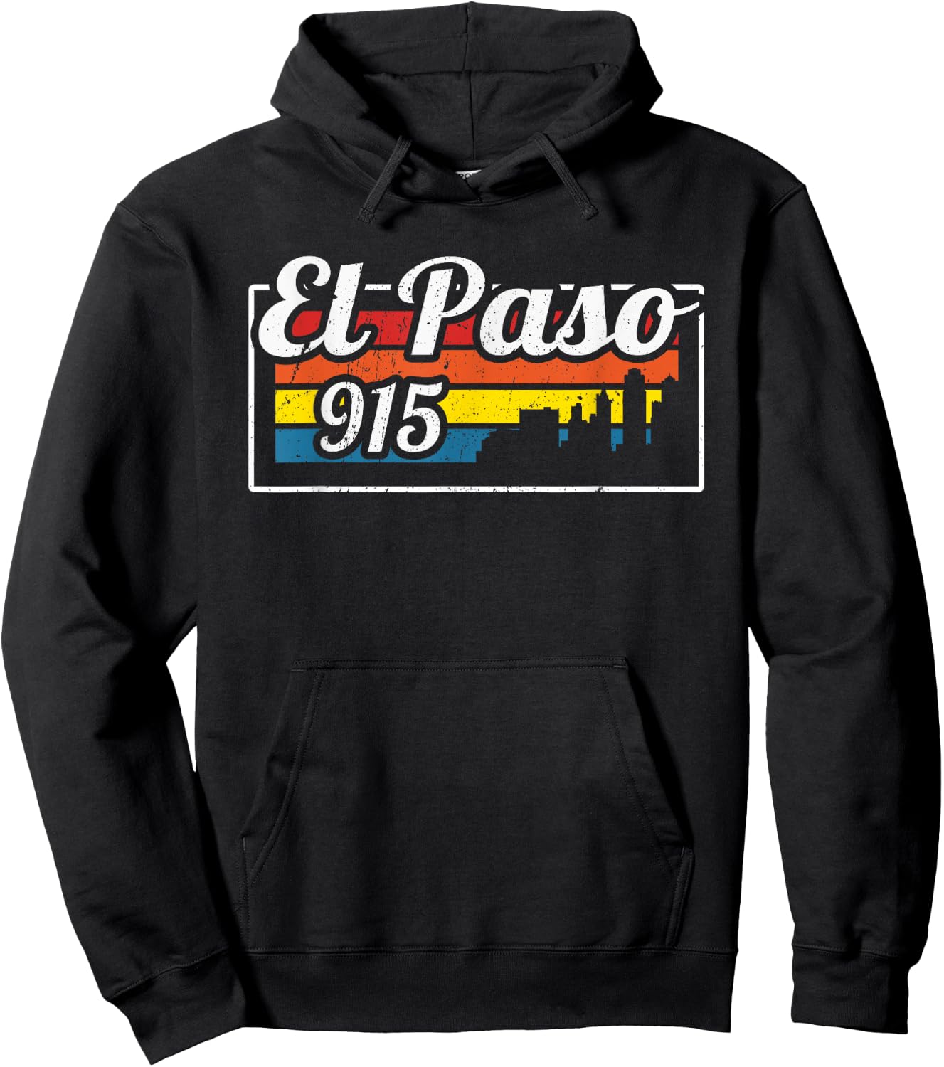 Vintage El Paso City Skyline 915 State Of Texas Retro Gift Hoodie - Hoodie | Black