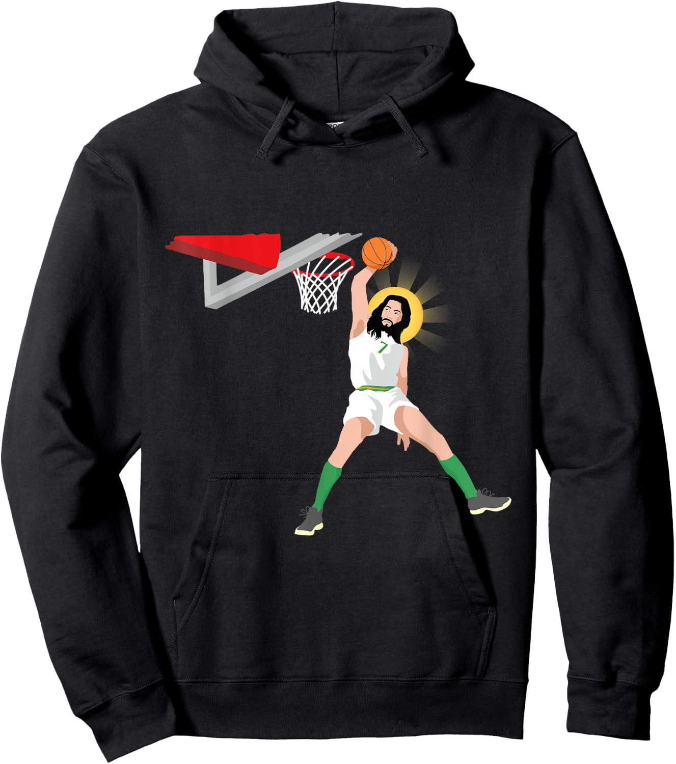 Funny Basketball Jesus Christian Humor Slam Dunk Hoodie - Hoodie | Black