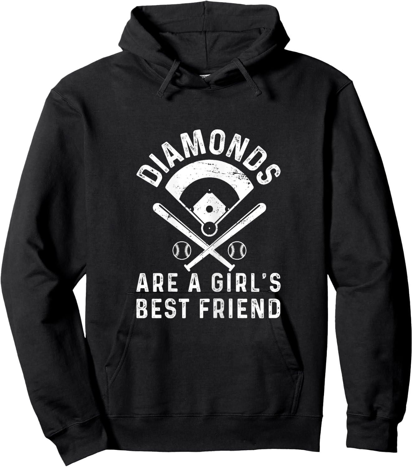 Diamonds are a Girl's Best Friend Baseball Hoodie - Hoodie | Black