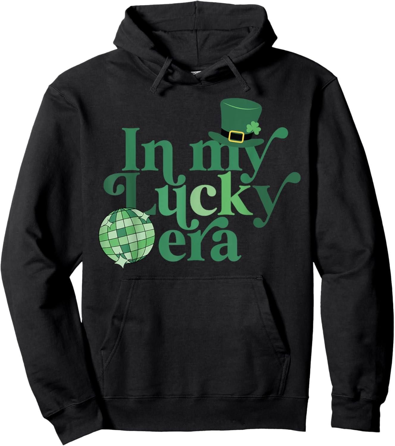 In My Lucky Era Retro Disco St Patricks Day Lucky Shamrock Hoodie - Hoodie | Black