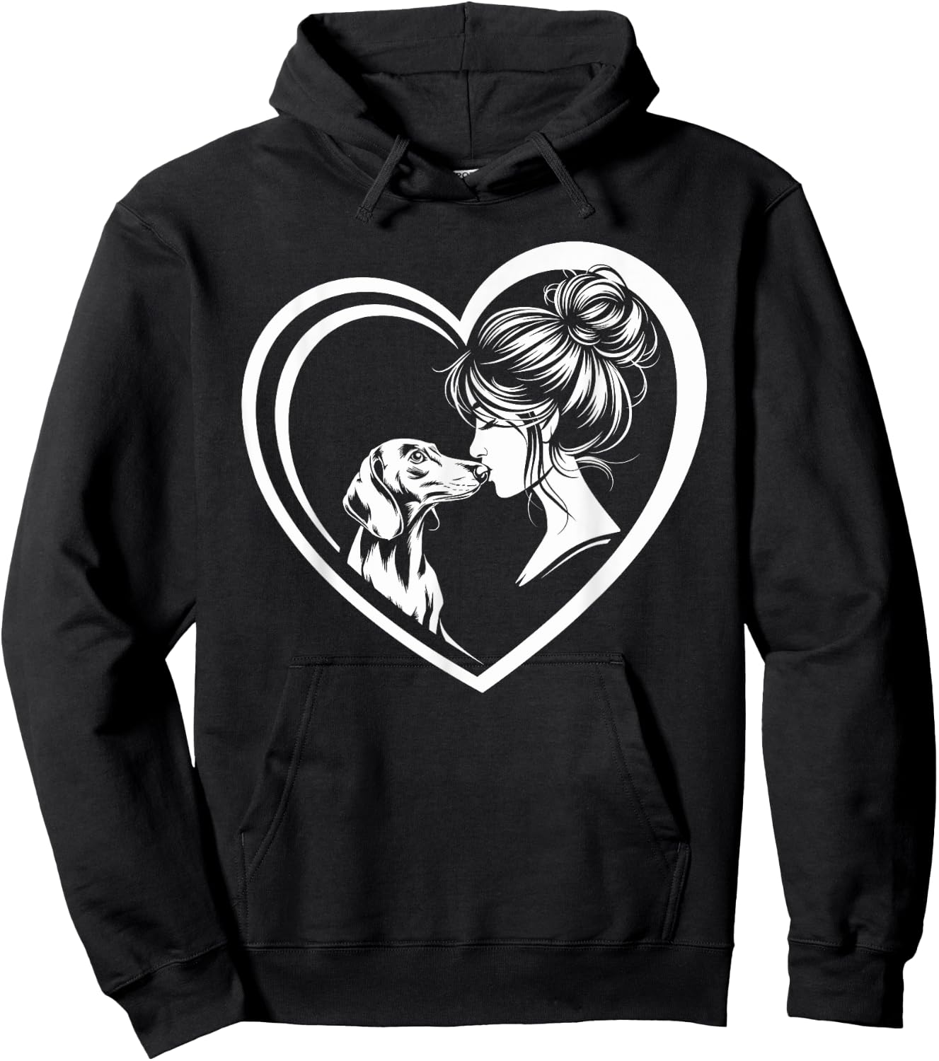 Dachshund Mom Dog Art Valentine's Day Heart Hoodie - Hoodie | Black