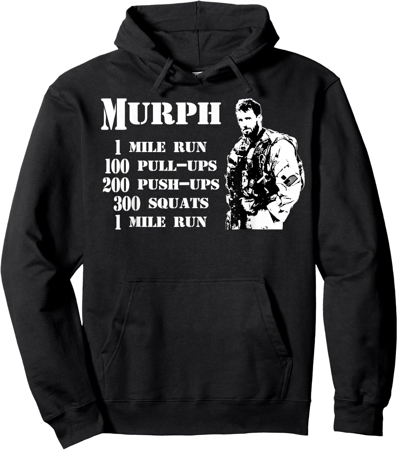 Murph Workout Exercise Challenge Patriotic WOD Gift Hoodie - Hoodie | Black