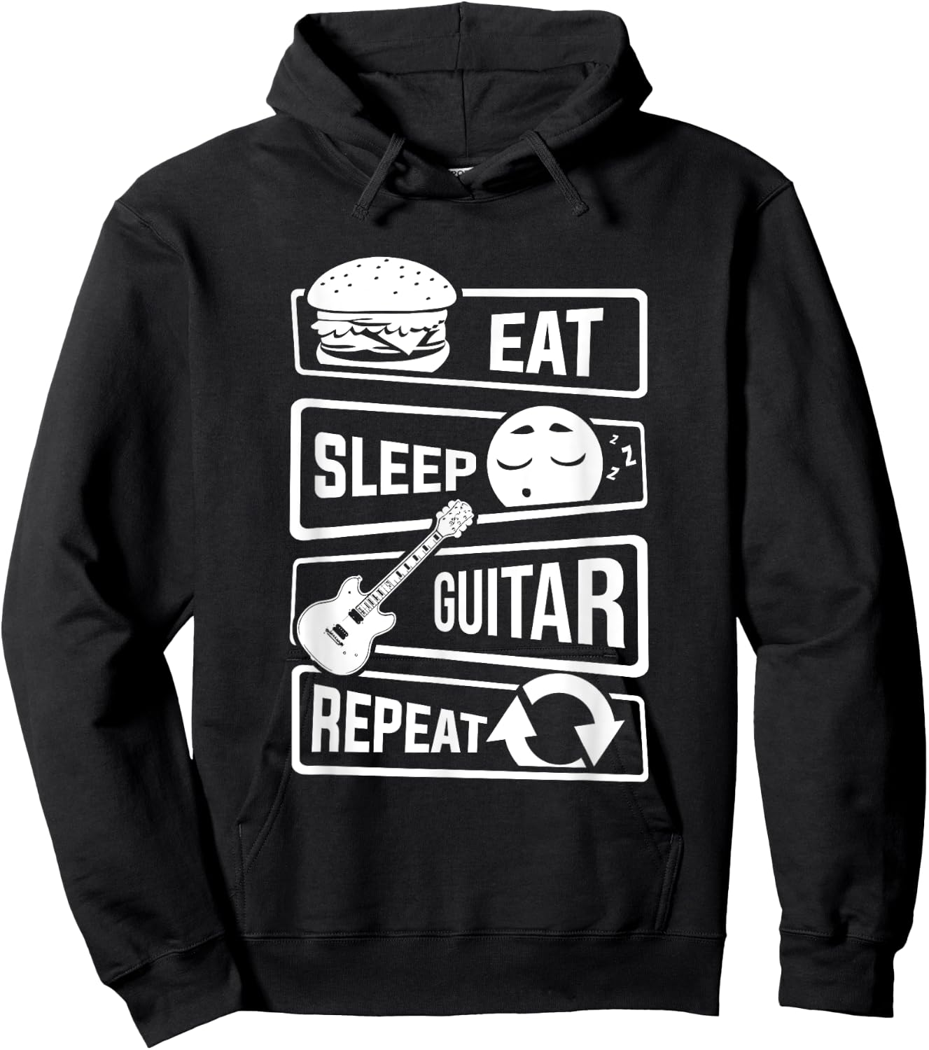 Eat Sleep Guitar Repeat - Guitarist Gift Guitar Lovers Hoodie - Hoodie | Black
