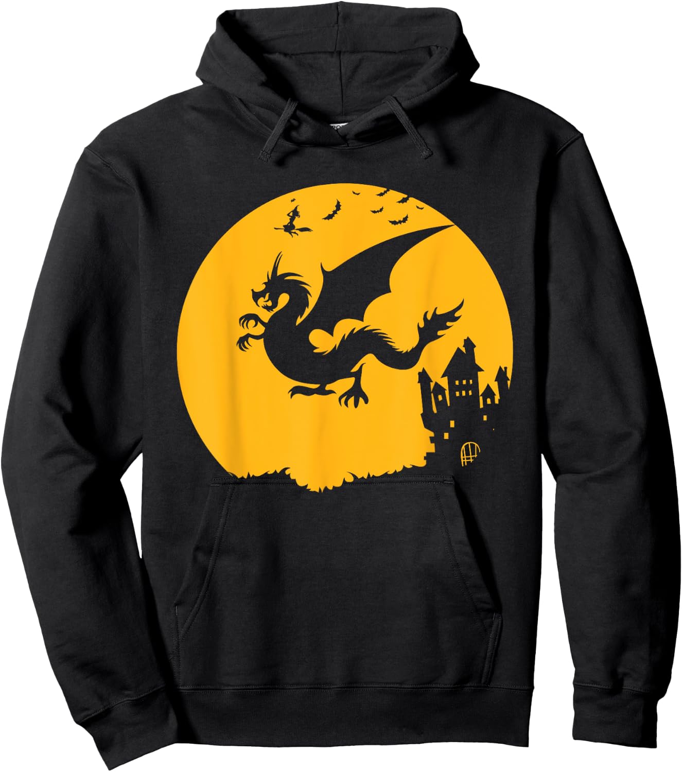 Dragon Halloween Bats Witch Haunted House Design Hoodie - Hoodie | Black