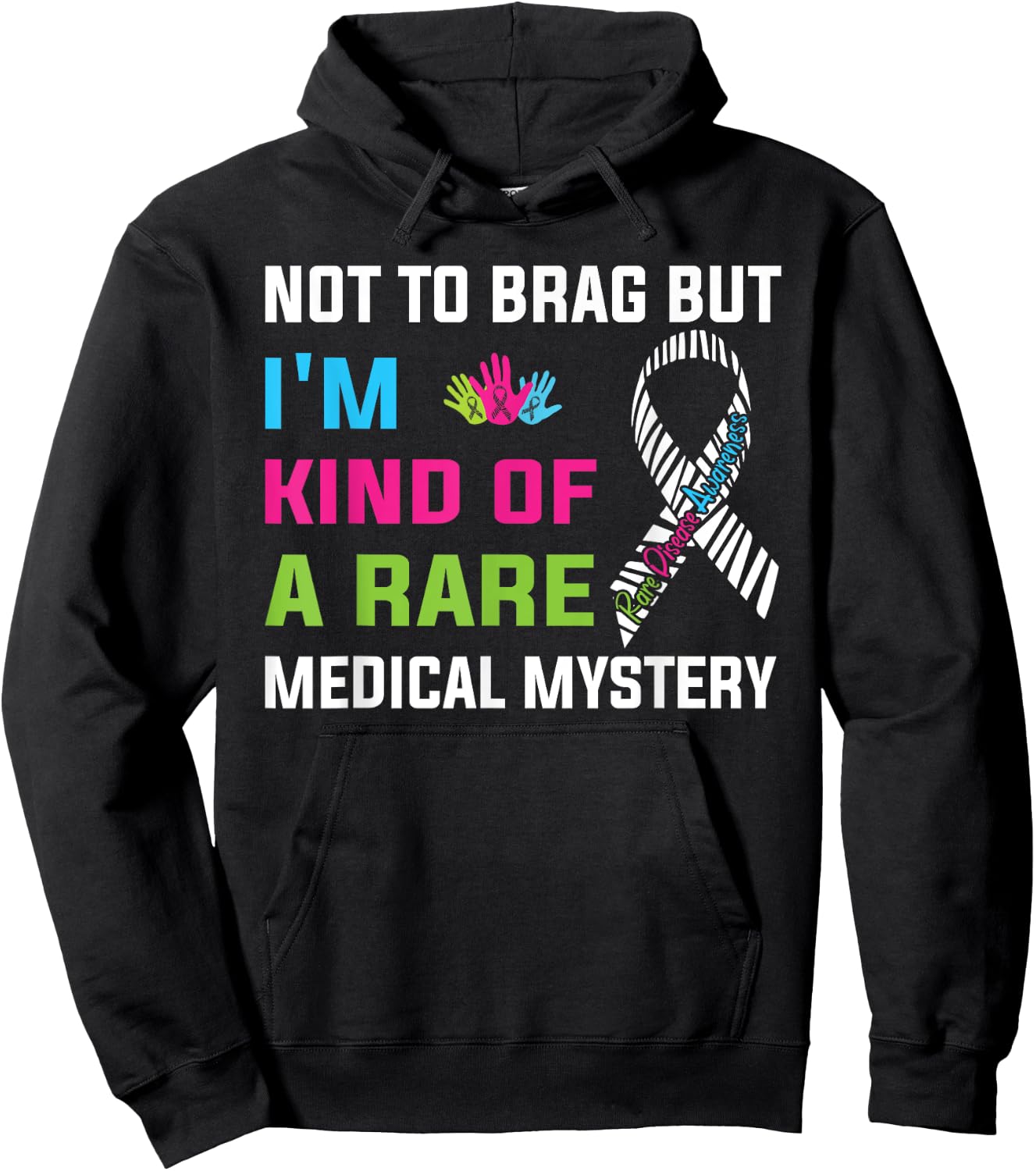Rare Disease Awareness Day 2025 Rare Genes Zebra Ribbon Hoodie - Hoodie | Black