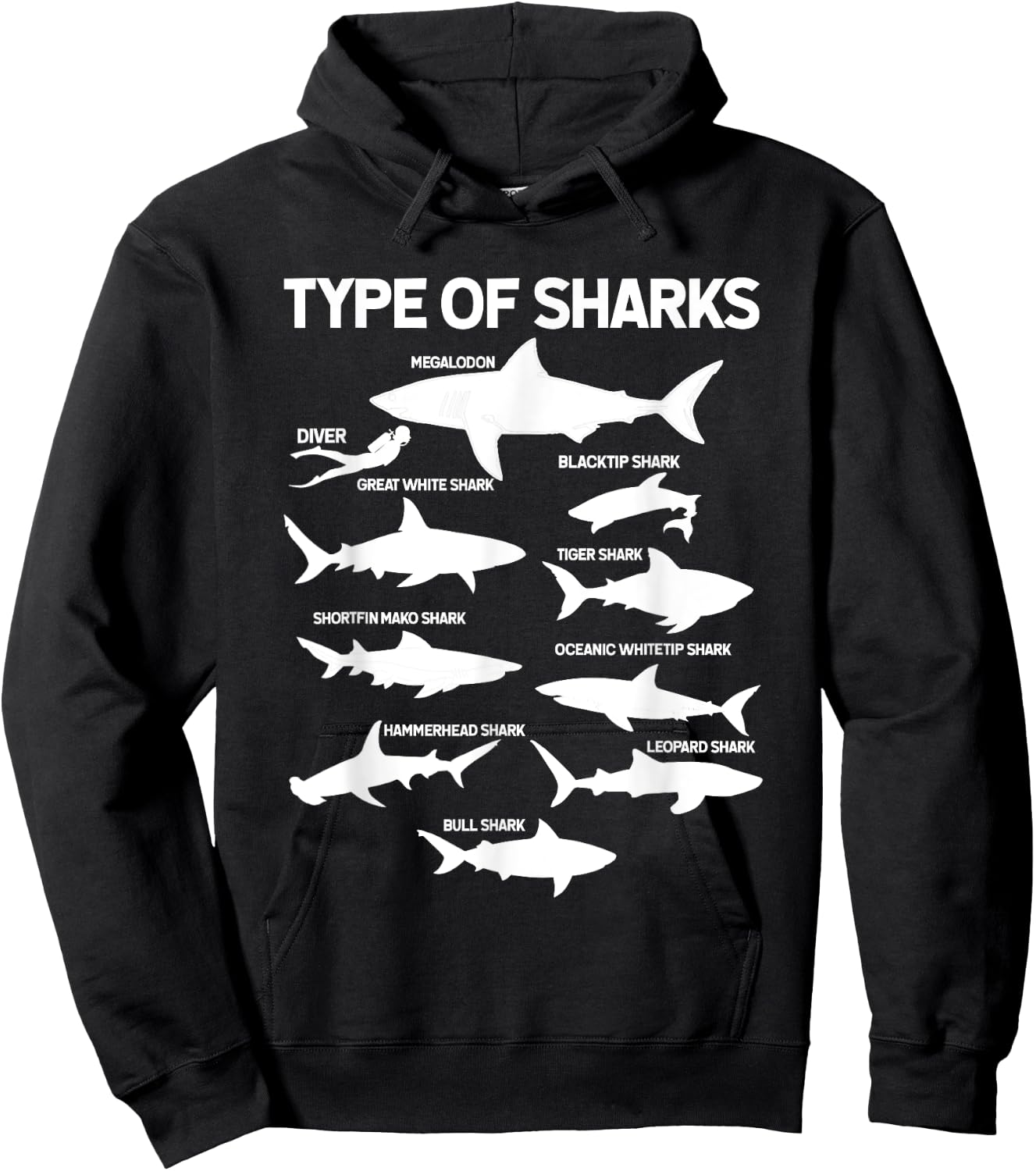 9 Types Of Sharks Ocean Sea Shark Lovers Gifts Women Hoodie - Hoodie | Black