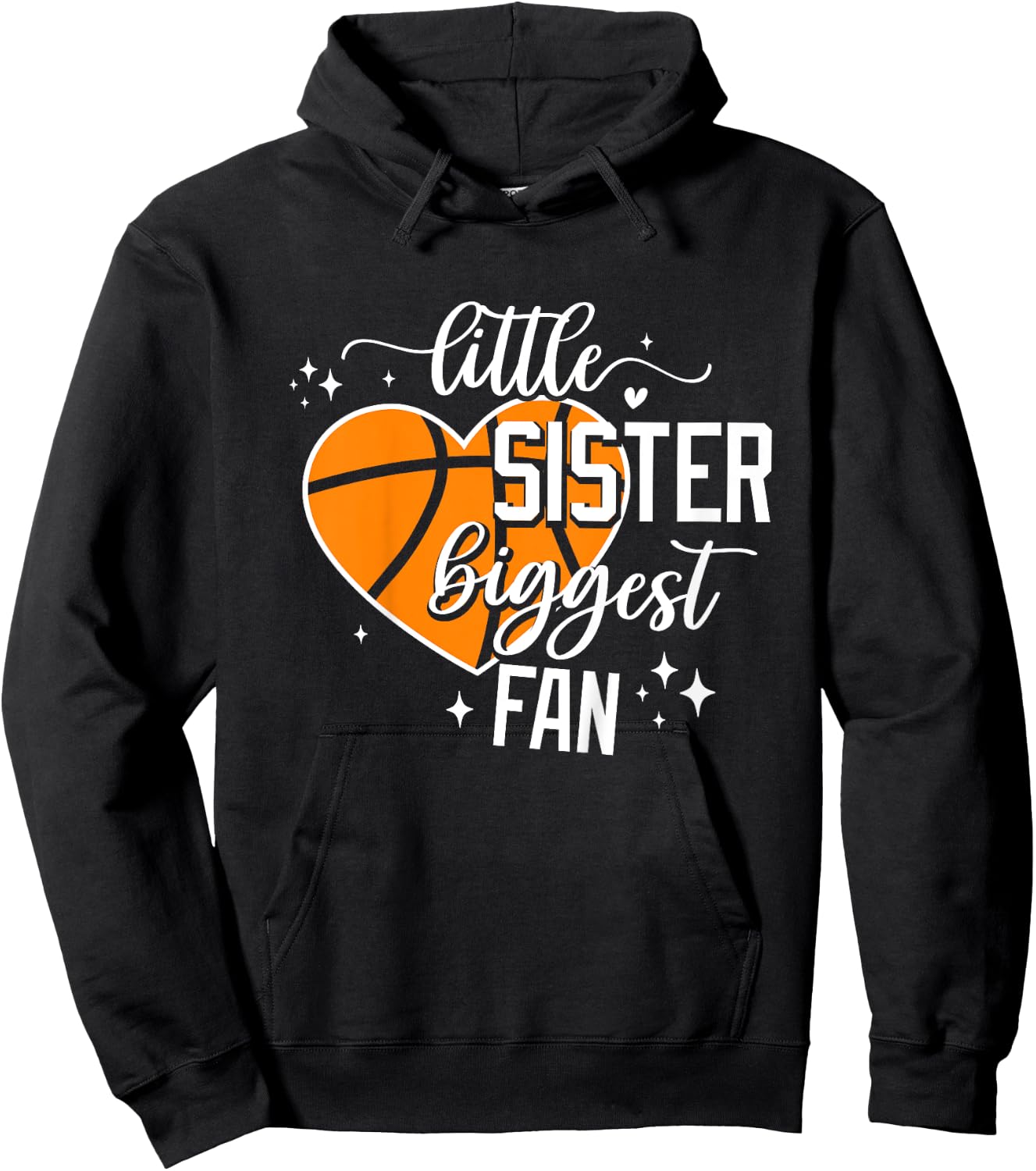 Basketball Little Sister Biggest Fan Cute Basketball Sister Hoodie - Hoodie | Black