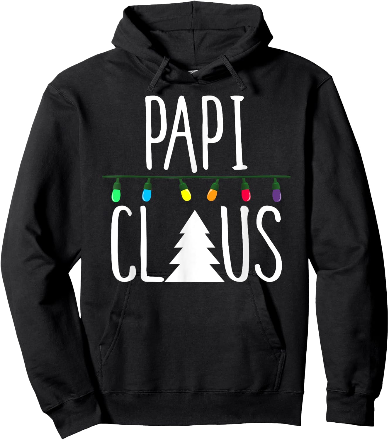 Papi Claus Shirt Christmas Lights Shirt Hoodie - Hoodie | Black