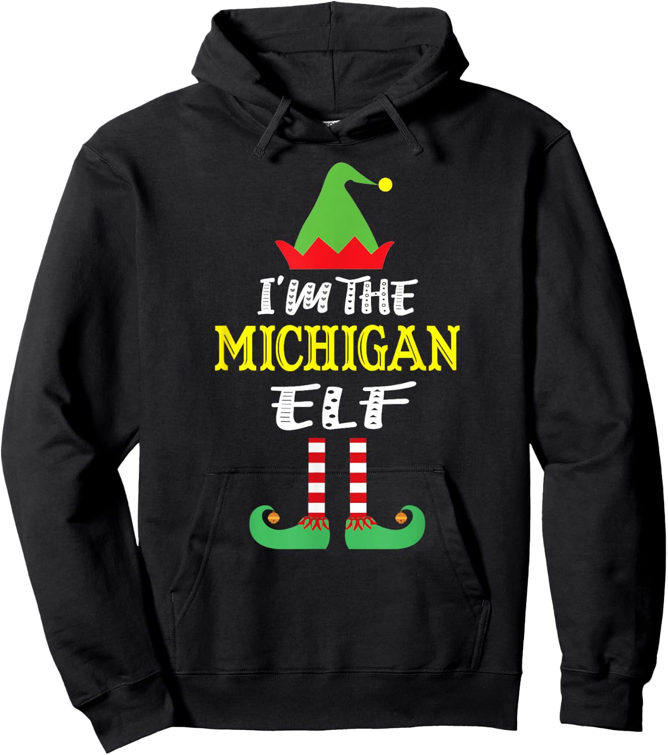 I'm The Michigan Elf Group Matching Michigan Natives Hoodie - Hoodie | Black