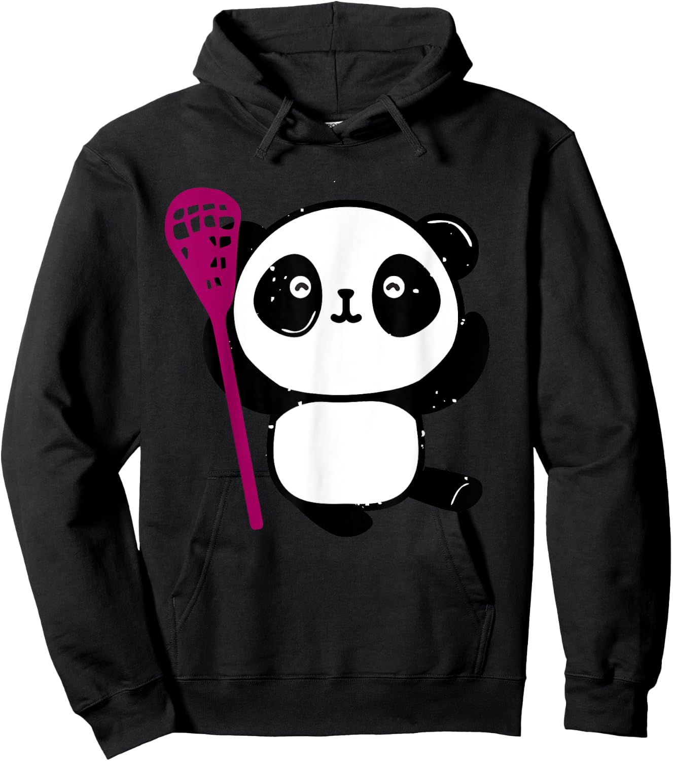 Cute Lacrosse Girl Panda with Lax Stick Lacrosse Hoodie - Hoodie | Black