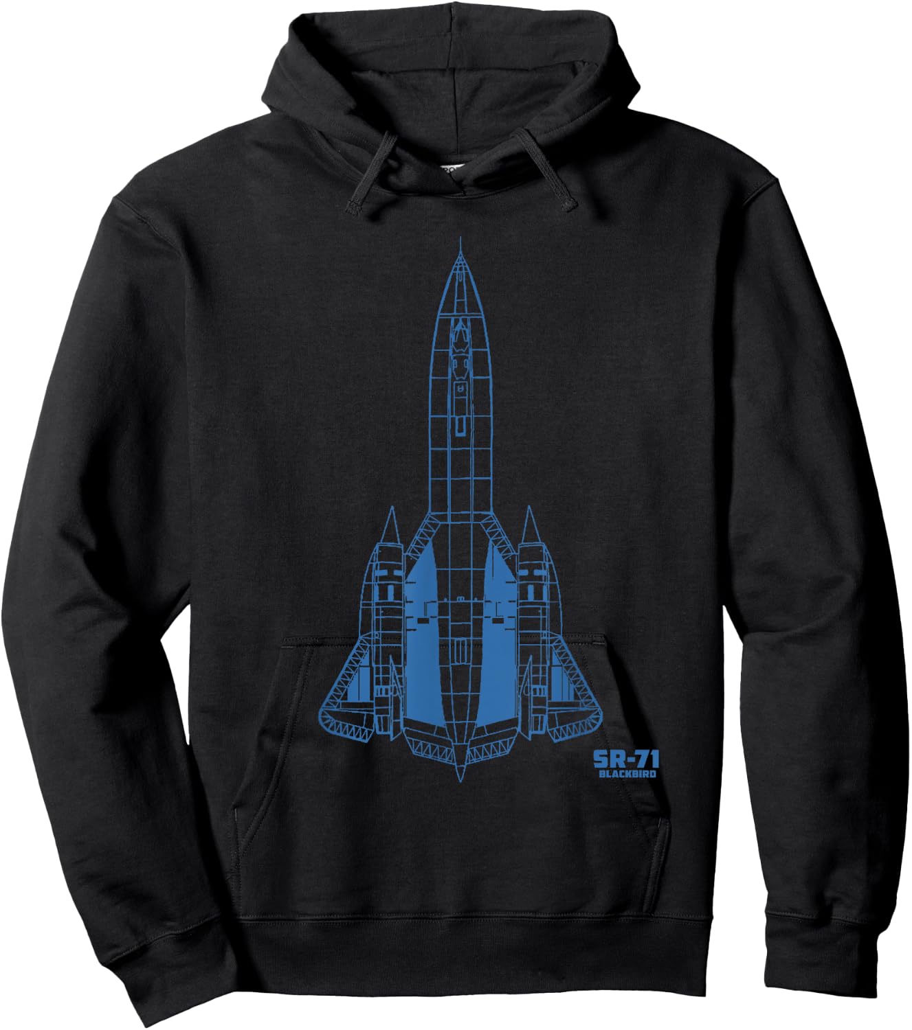 SR-71 Blackbird Spyplane Technical Drawing Blue Hoodie - Hoodie | Black