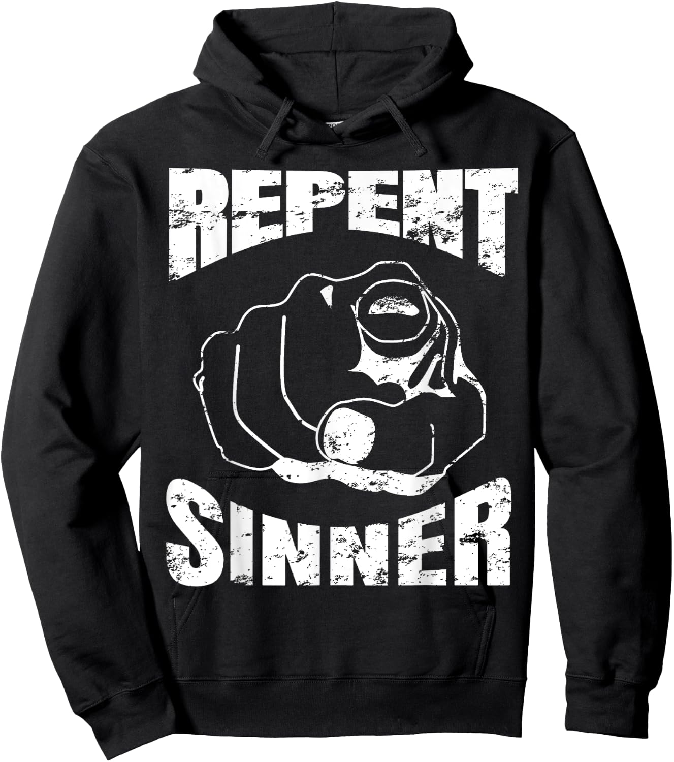 Distressed Repent Sinner Funny Christian Bible Gift Hoodie - Hoodie | Black