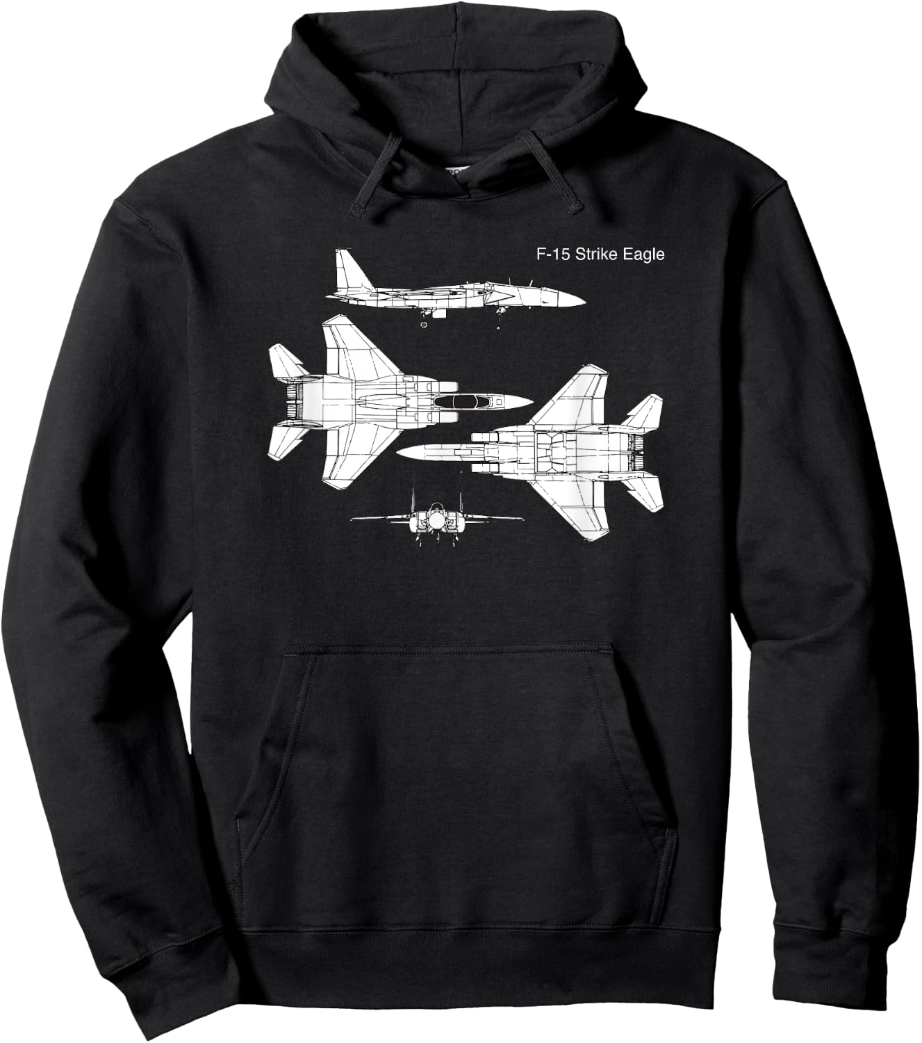 F-15 Strike Eagle Military Aircraft Graphic Design Hoodie - Hoodie | Black