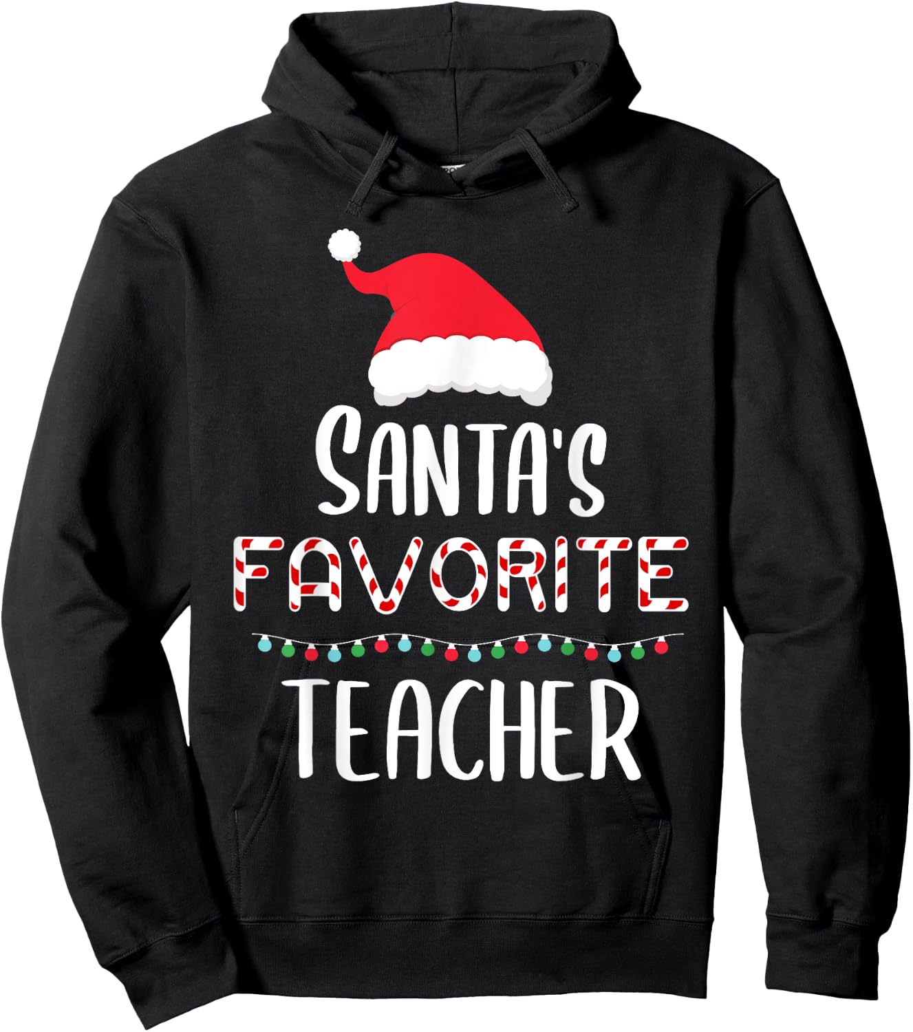 Santas Favorite Teacher Pajamas - Funny Xmas Teacher Costume Men Women Kids Hoodie - Hoodie | Black