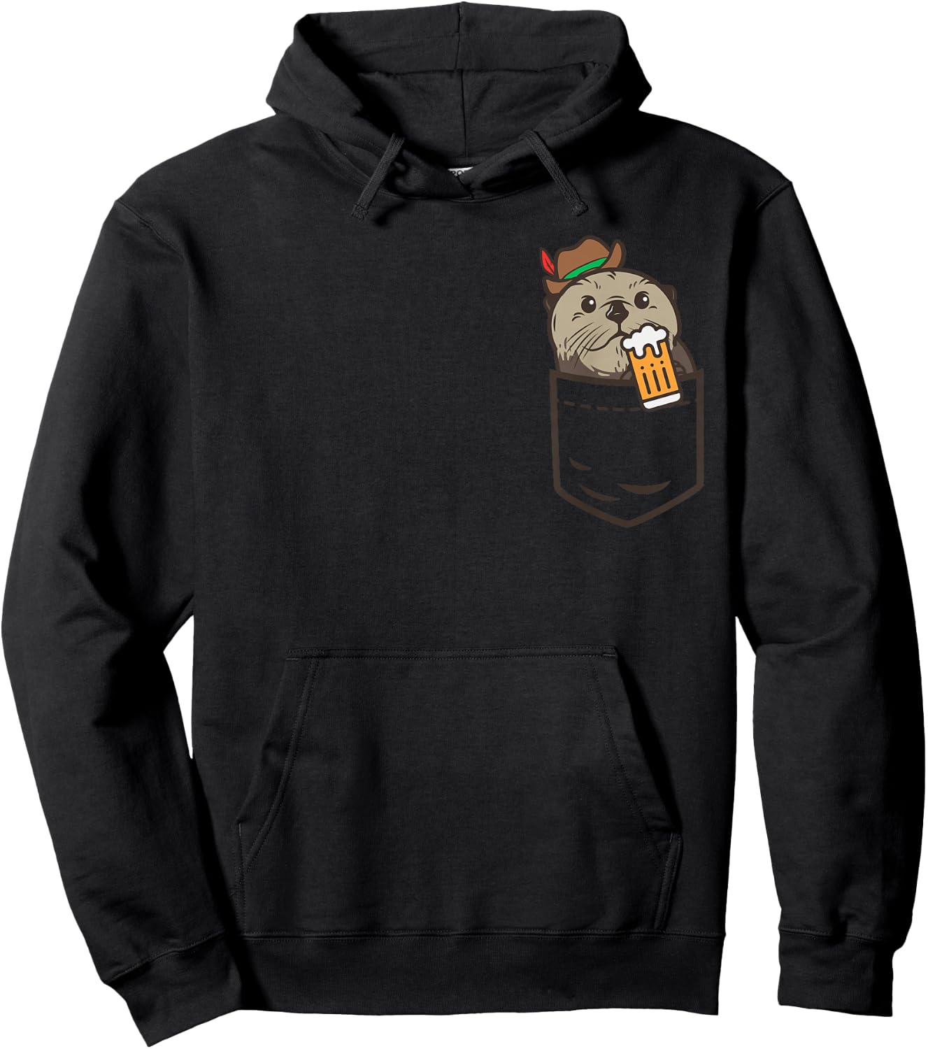 Sea Otter Pocket Drinking Beer Animal German Oktoberfest Hoodie - Hoodie | Black