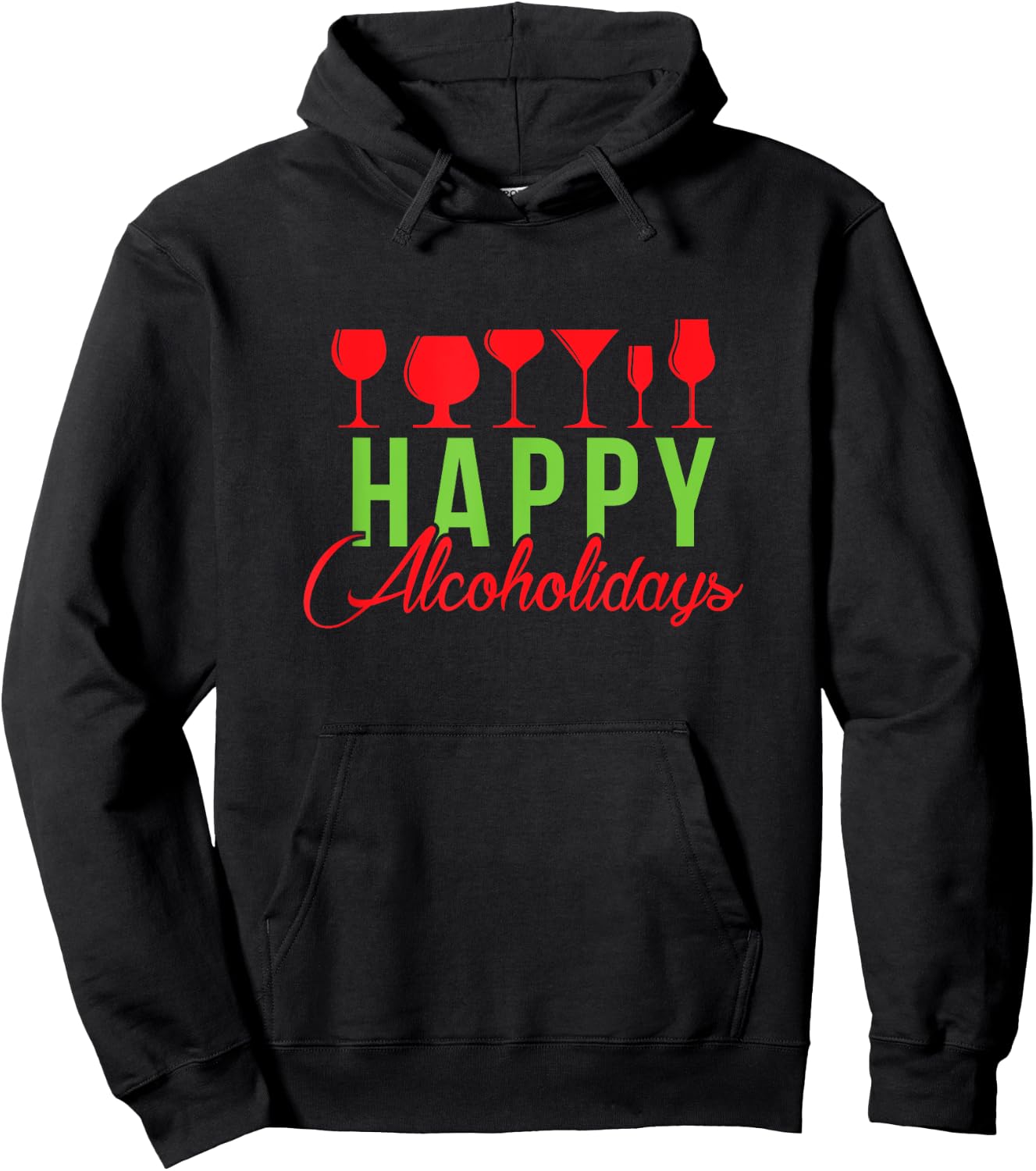 Happy Alcoholidays Funny Christmas Holidays Hoodie - Hoodie | Black