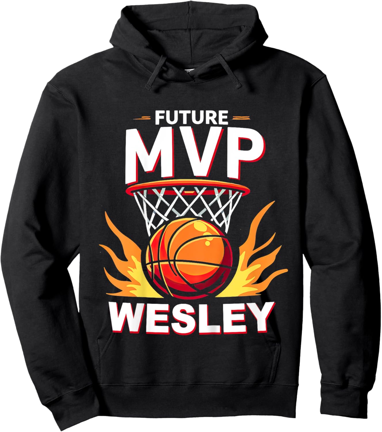 Kids Name Wesley Future Mvp Basketball Birthday Hoodie - Hoodie | Black