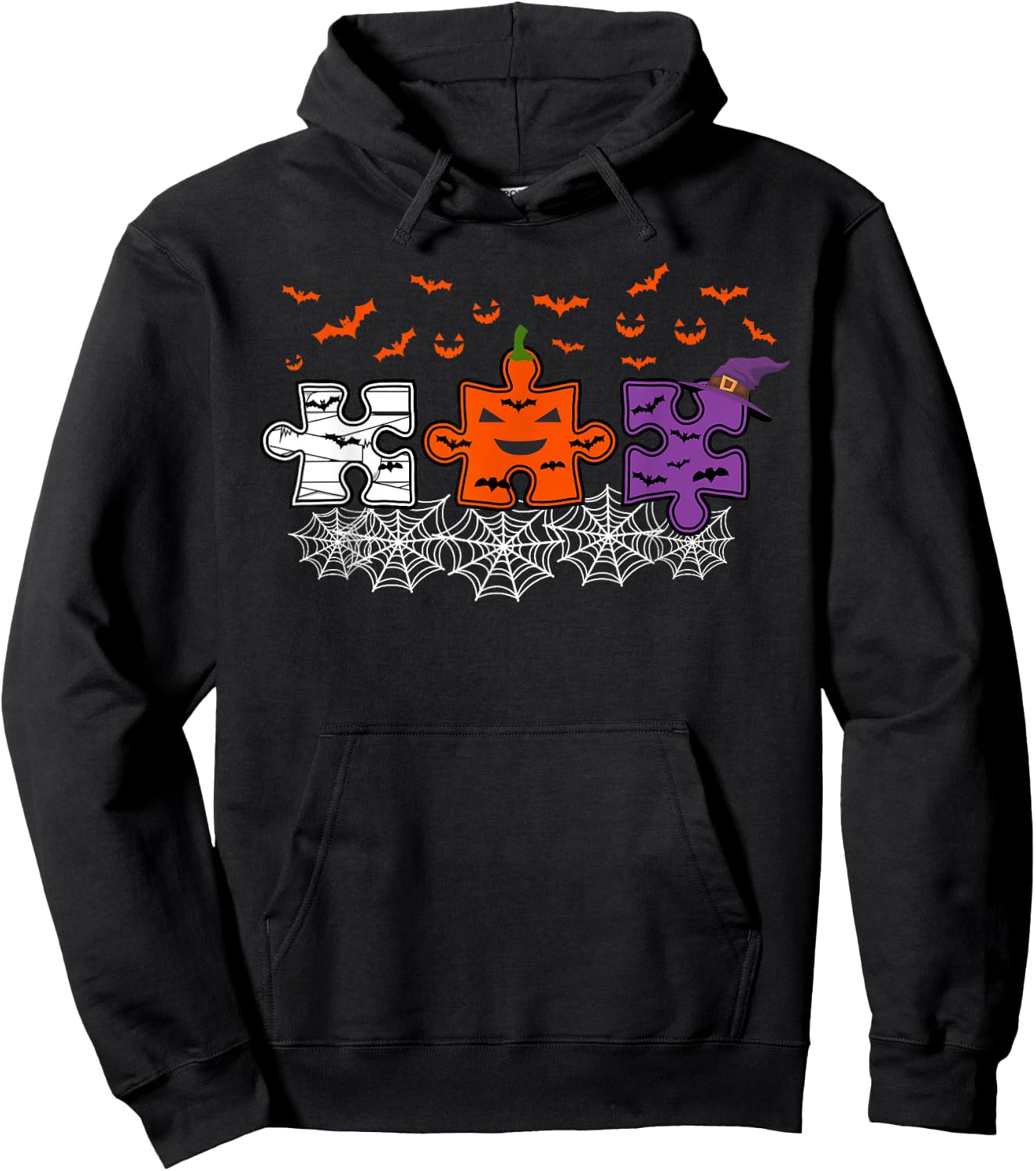 Autism Awareness Puzzle Pieces Scary Halloween Costume Hoodie - Hoodie | Black