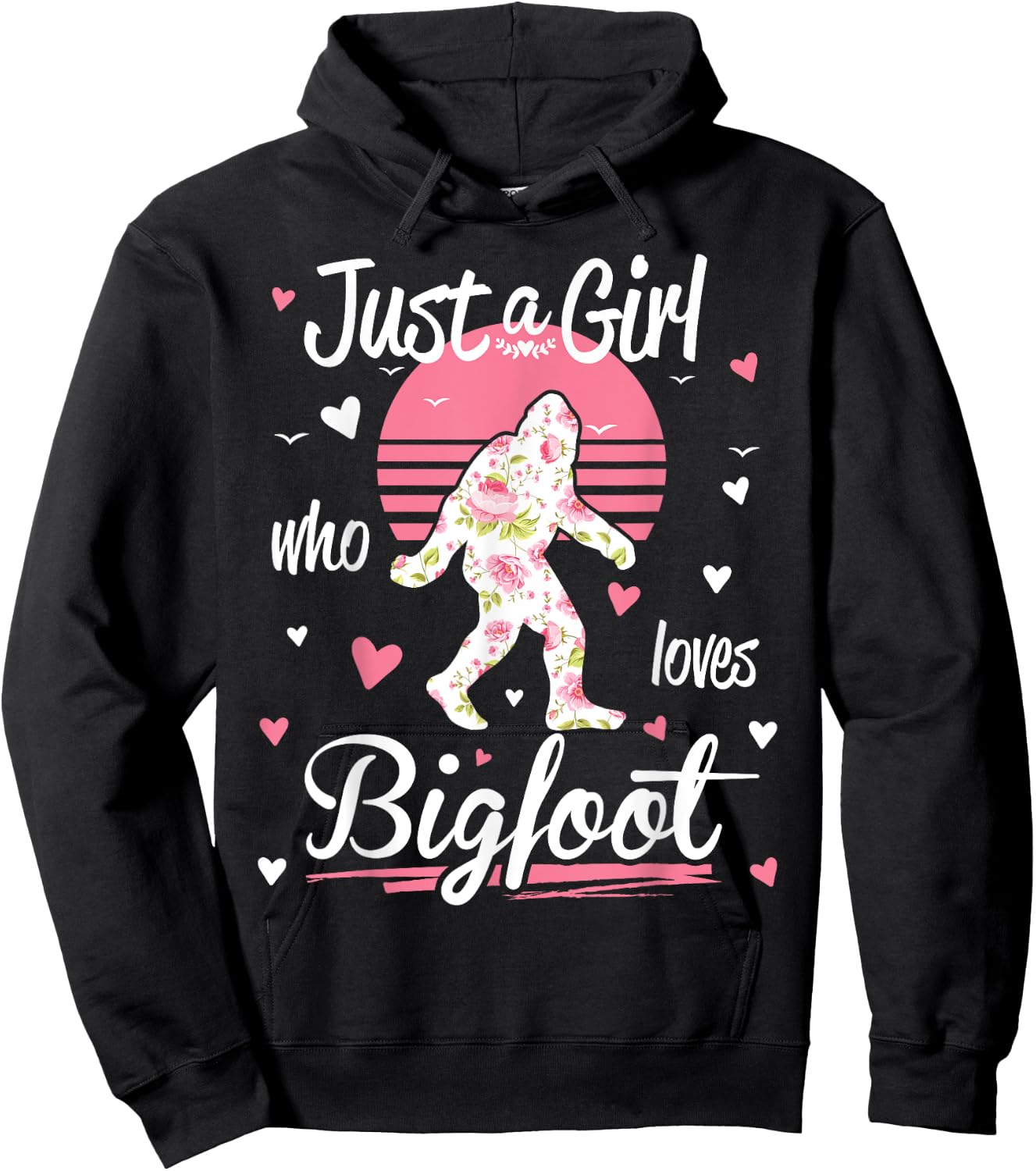 Just A Girl Who Loves Bigfoot Vintage Shirt Hoodie - Hoodie | Black