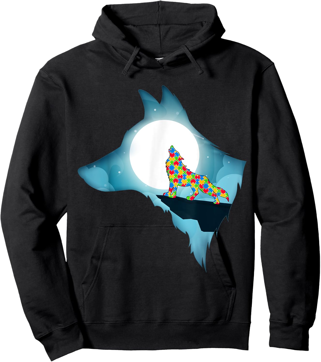 Wolf Shirt Wolf Autism Shirt Autism Awareness Shirt Hoodie - Hoodie | Black
