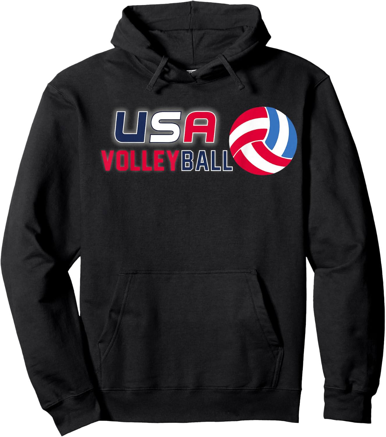 USA Flag Volleyball Shirt: Men and Women's Volleyball Hoodie - Hoodie | Black