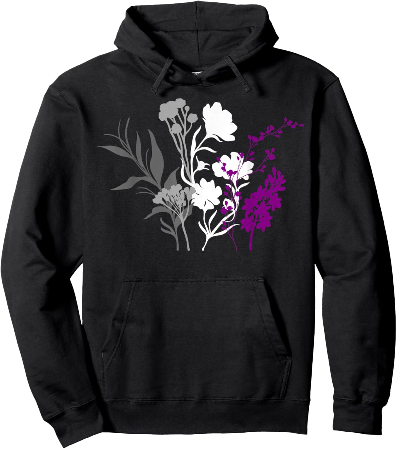 Asexual Pride Elegant Flowers with Ace Flag Hoodie - Hoodie | Black