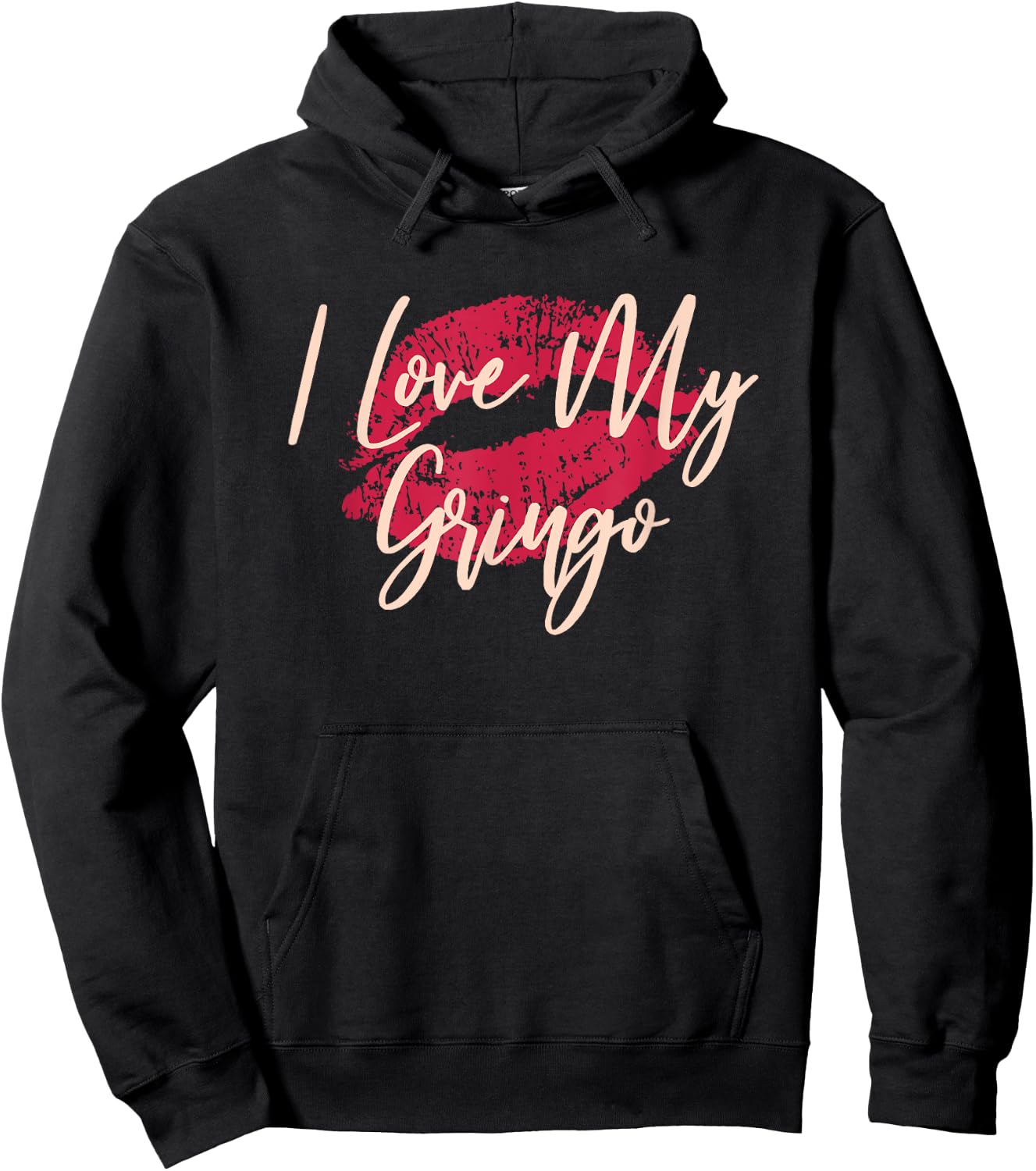Kiss Lips I Love My Gringo Wife Girlfriend Hoodie - Hoodie | Black