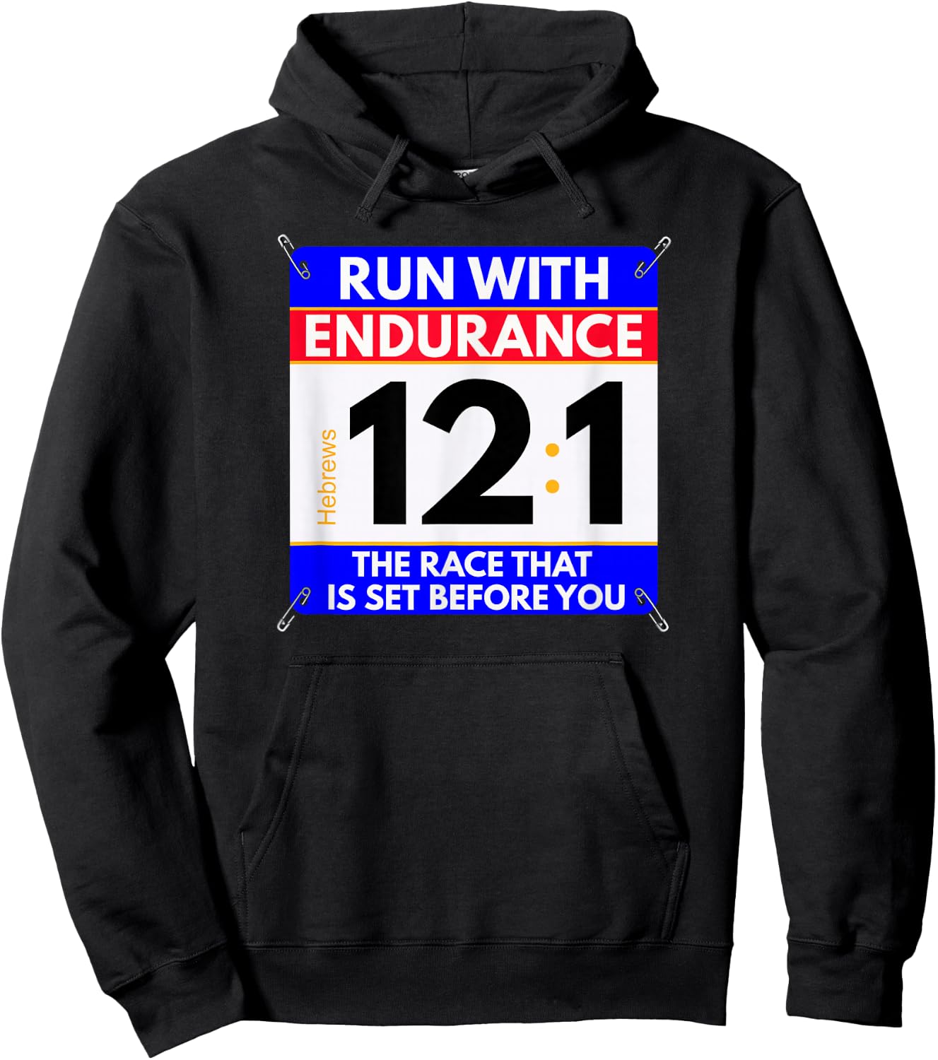 Fun Christian Bible Verse - Run The Race of Life Runners Hoodie - Hoodie | Black